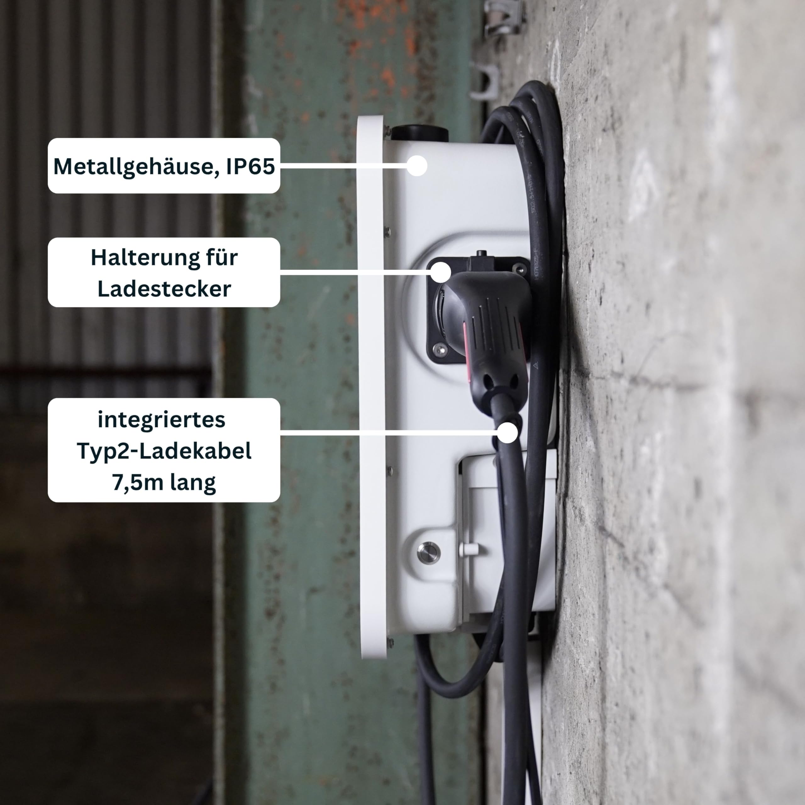 DAHEIM LADEN.DE Touch PRO Wallbox 11kW, mit 7.5m Ladekabel, mit App, MID-Stromzähler, PV-Überschussladen, Lastmanagement, RFID, 14a