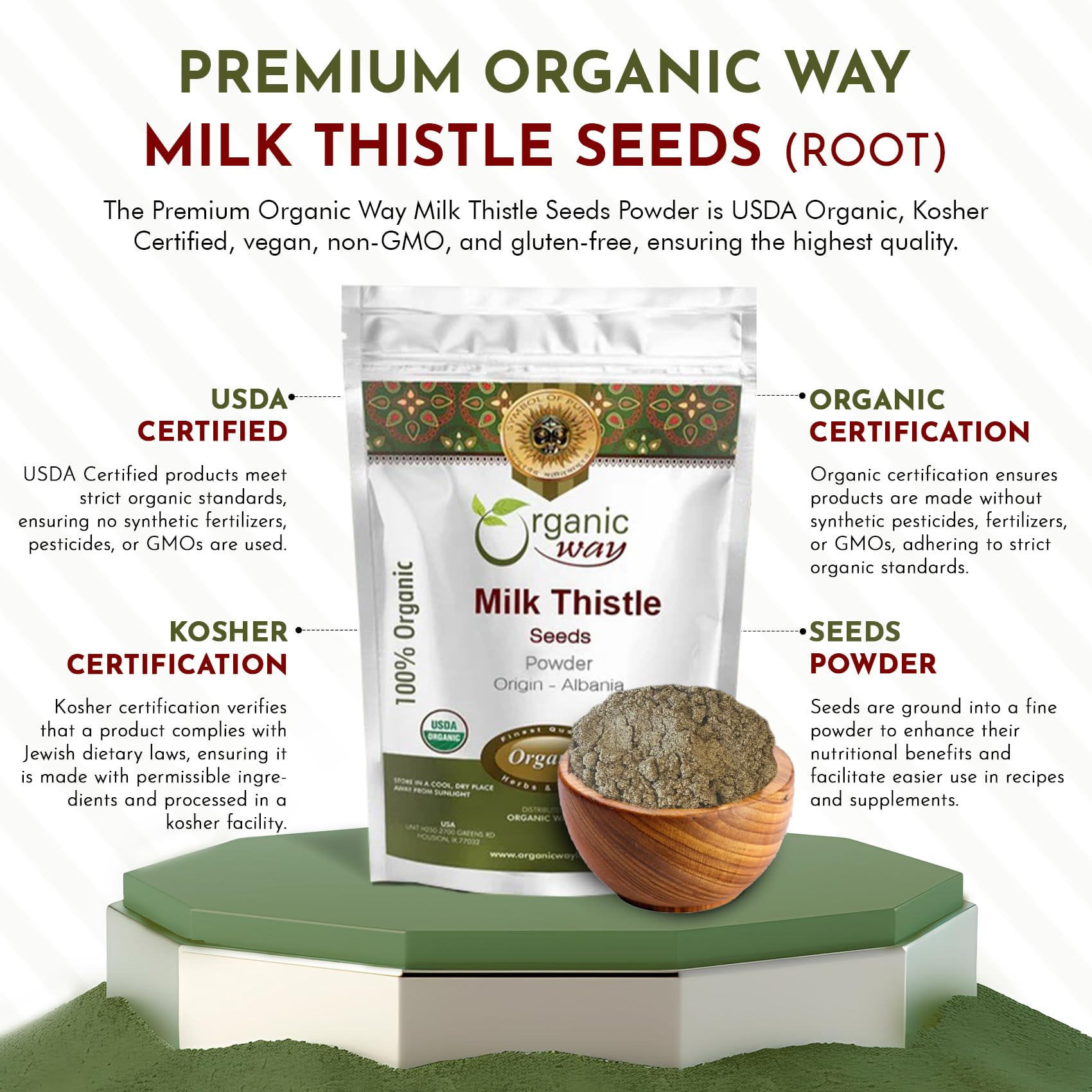 Organic Way Milk Thistle Seeds Powder - Herbal Tea - Origin Albania (16 Oz) — Amazon image 5