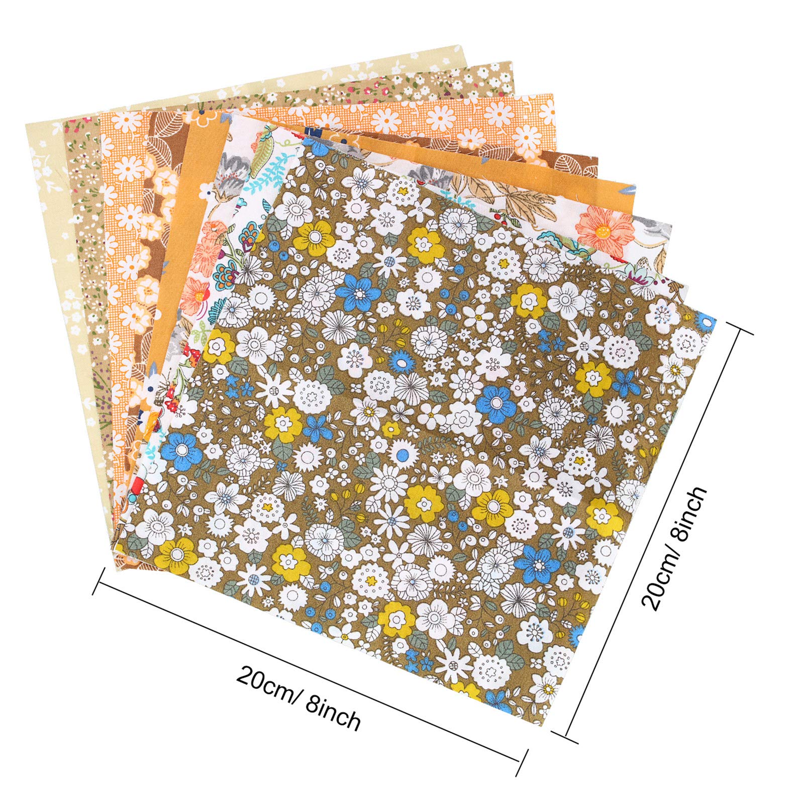 50 Stücke Fabric Cotton Patchwork 8 x 8 Zoll Blumen Patchwork Bündel Baumwolle Stoff Quadrate für DIY Nähen Scrapbooking Zubehör