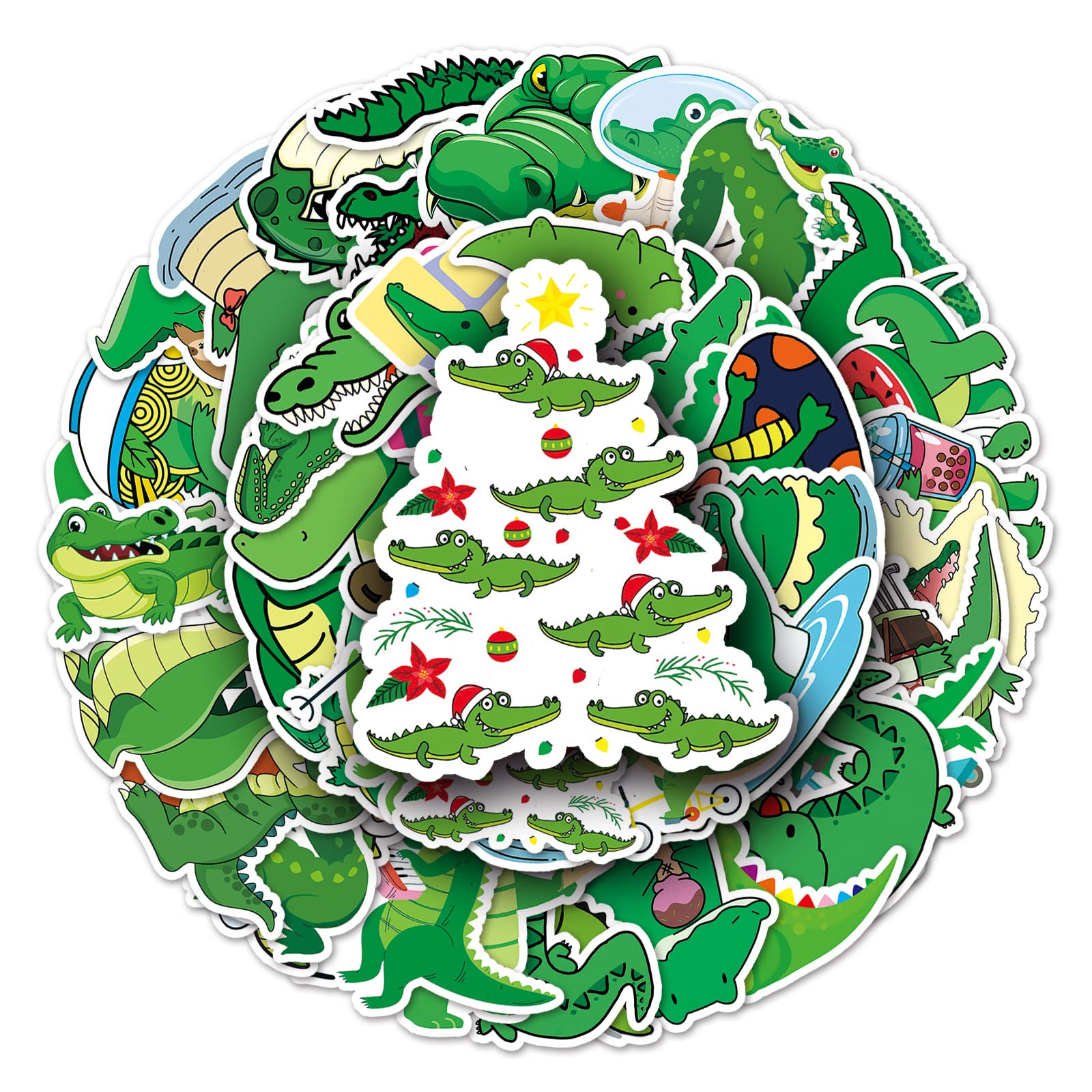 Bric Dodo Pack of 50 Crocodile Stickers Car Laptop Phone Guitar Skateboard Motorcycle Bicycle Crocodile Stickers Set Vinyl Waterproof Aesthetic Stickers for Teenagers Children Adults