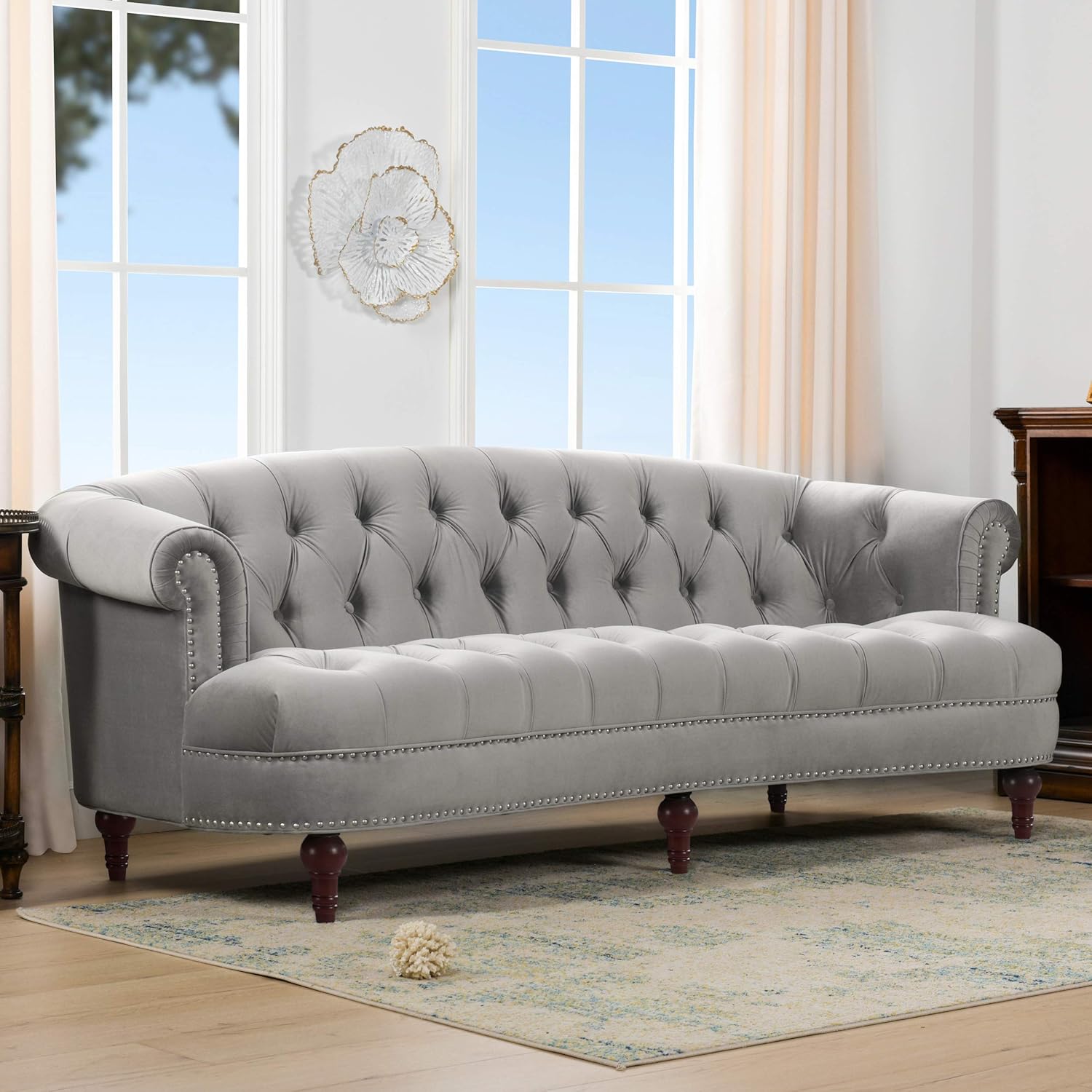 Jennifer Taylor Home Ariana Chesterfield Tufted Sofa, Opal Grey