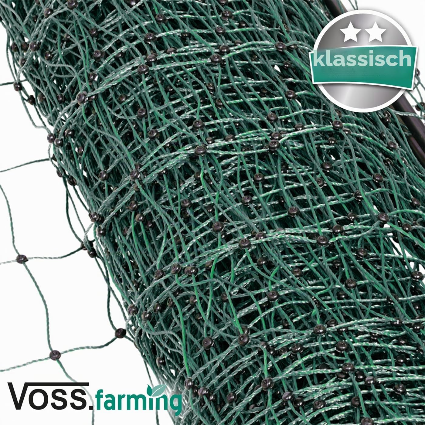 VOSS.farming 25 m Hundezaun, Katzenzaun, Hühnerzaun, Geflügelzaun, Geflügelnetz, 112 cm, 9 Pfähle, 2 Spitzen, grün Classic