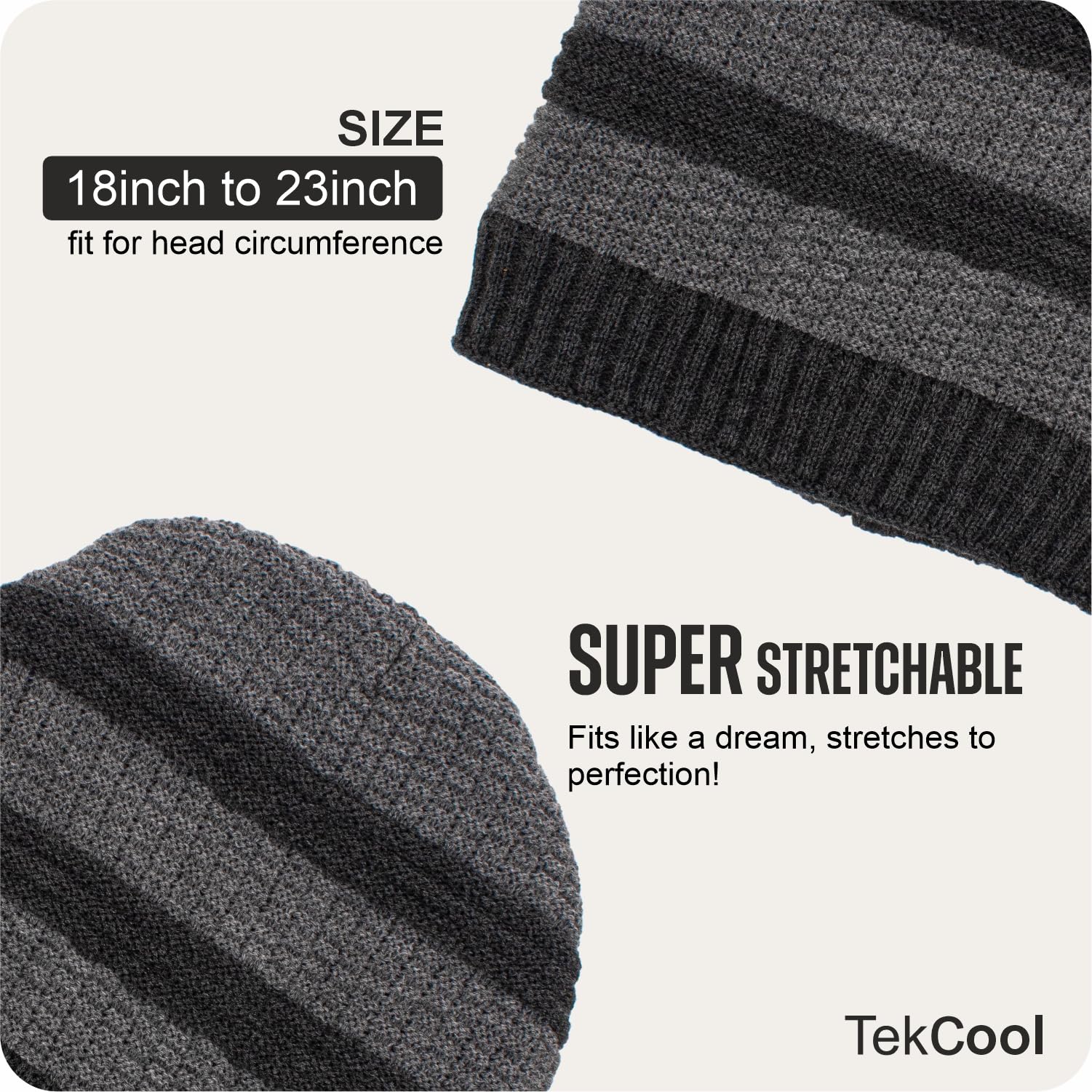 TEKCOOL Beanie Cap for Men Woolen Winter Cap for Men Woolen Cap for Women in Winter for Thermal Wear Stylish Soft Winter Caps for Boys & Girls for Warm Wear Head Winter Cap Woollen Garam Topaa Grey 1