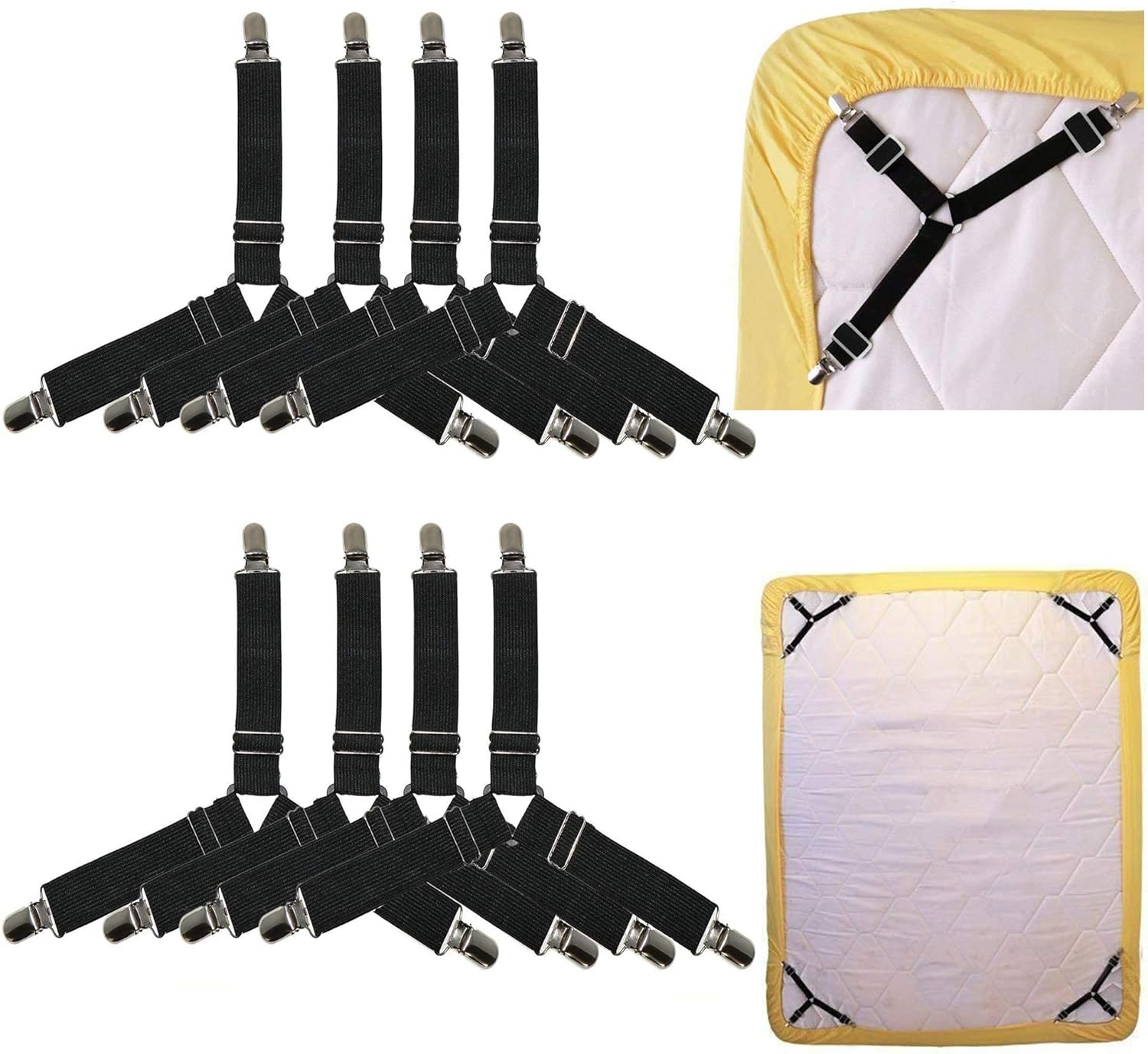 IGIYI Sheet Fasteners, 2 Pcs Bed Fitted Sheet Fasteners, Adjustable Crisscross Bed