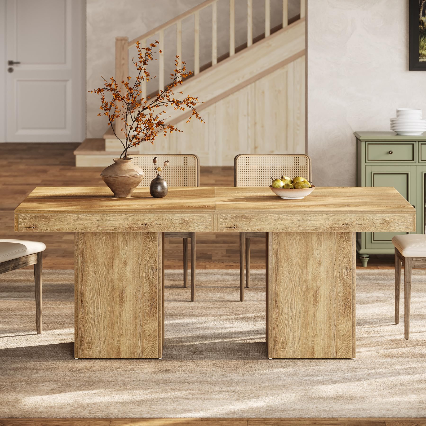 Tribesigns Mesa Comedor de 100 cm, Mesa Cocina Cuadrada para 4 Personas para Comedor, Cocina, Salón, Espacios Pequeños, con Tablero y Patas Gruesas