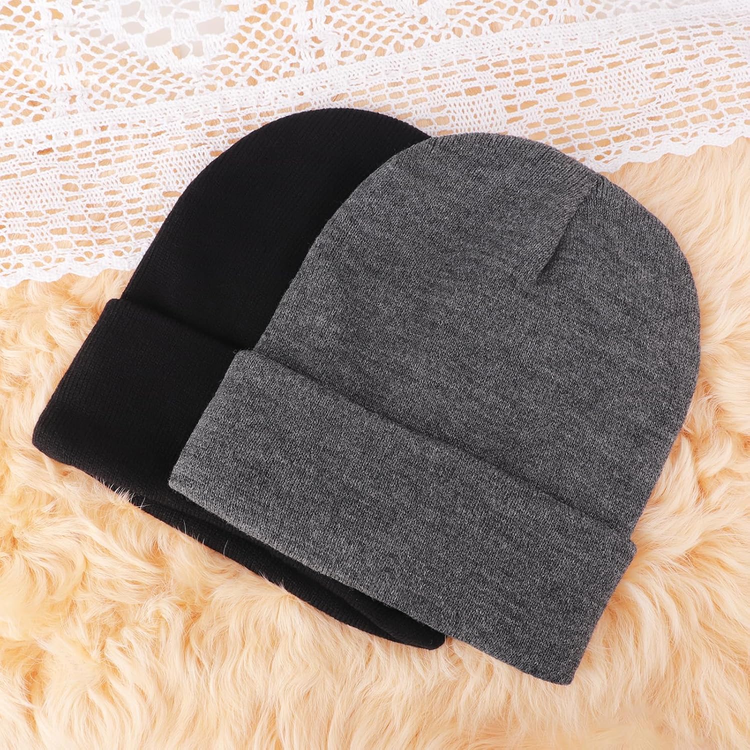 Womens Satin Lined Knit Beanies Hat Warm Silk Lined Winter Hat for Women Men Soft Slouchy Cuffed Unisex Skull Cap - Image 5