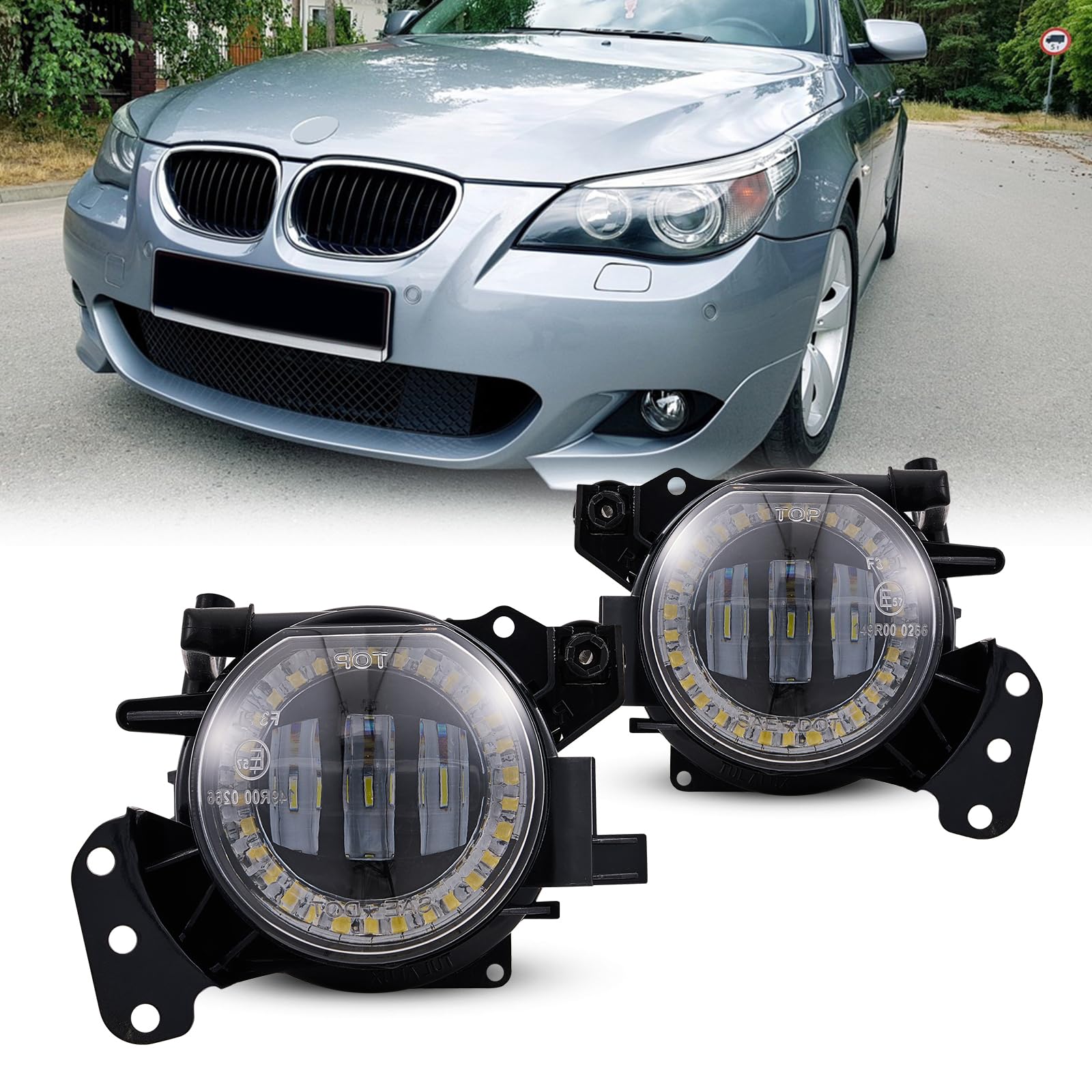 Led Nebelscheinwerfer für 2003-2008 BMW 5er(E60 E61, 525i 525xi 530i 530xi 545i 550i)/3er(E46, 325Ci 330Ci Cabrio/Coupé) 1 Paar, klare Linse