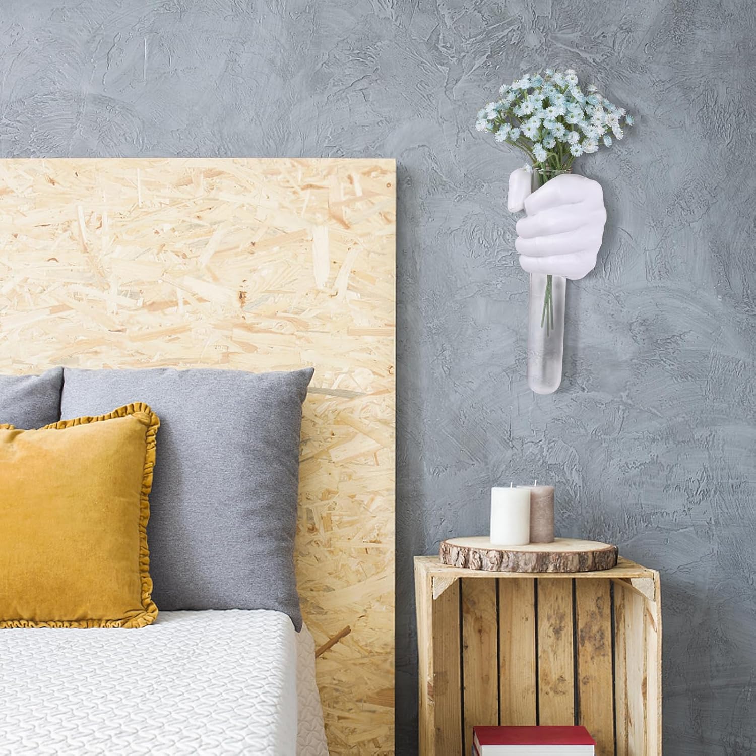 Creative Wall Hanging Sculpture, Funky White Hand Vases Home Decor, Artistic Hanging Hand Sculptures with Test Tube Vases, Unique Wall Art Statue - Image 7