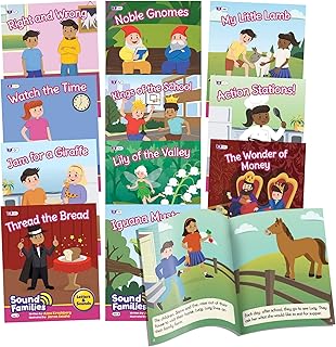 Junior Learning Decodable Readers Sound Families Consonants Fiction Phase 5.5, Learn to Read, Easy decodable Texts, with 12 Books, for Ages 5+, Grade K