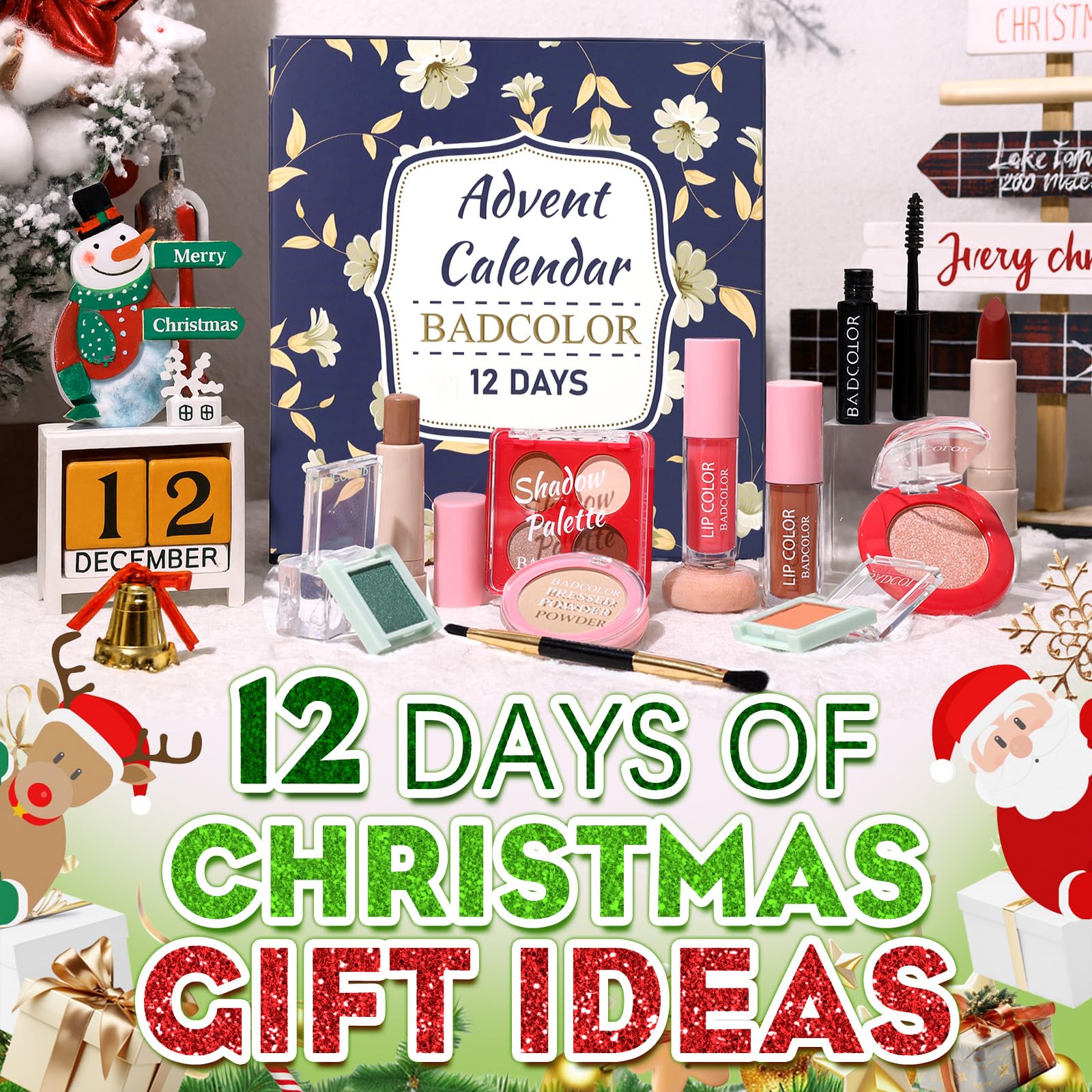 Set de maquillaje calendario de Adviento – 12 días de Navidad cuenta atrás calendario regalo maquillaje sets