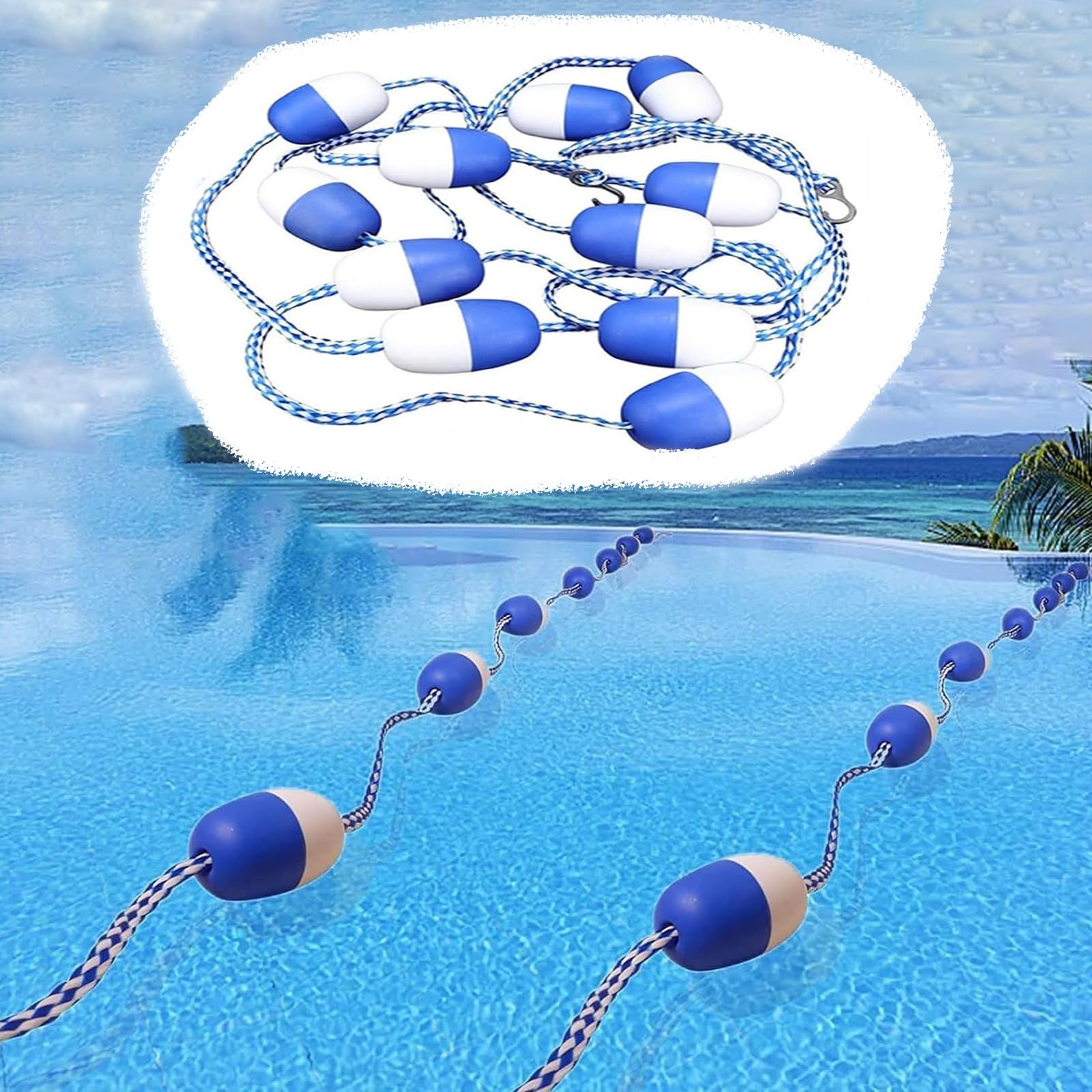 Boyas para piscinas con separador de carriles de dos anillos que aumenta la visibilidad acuática