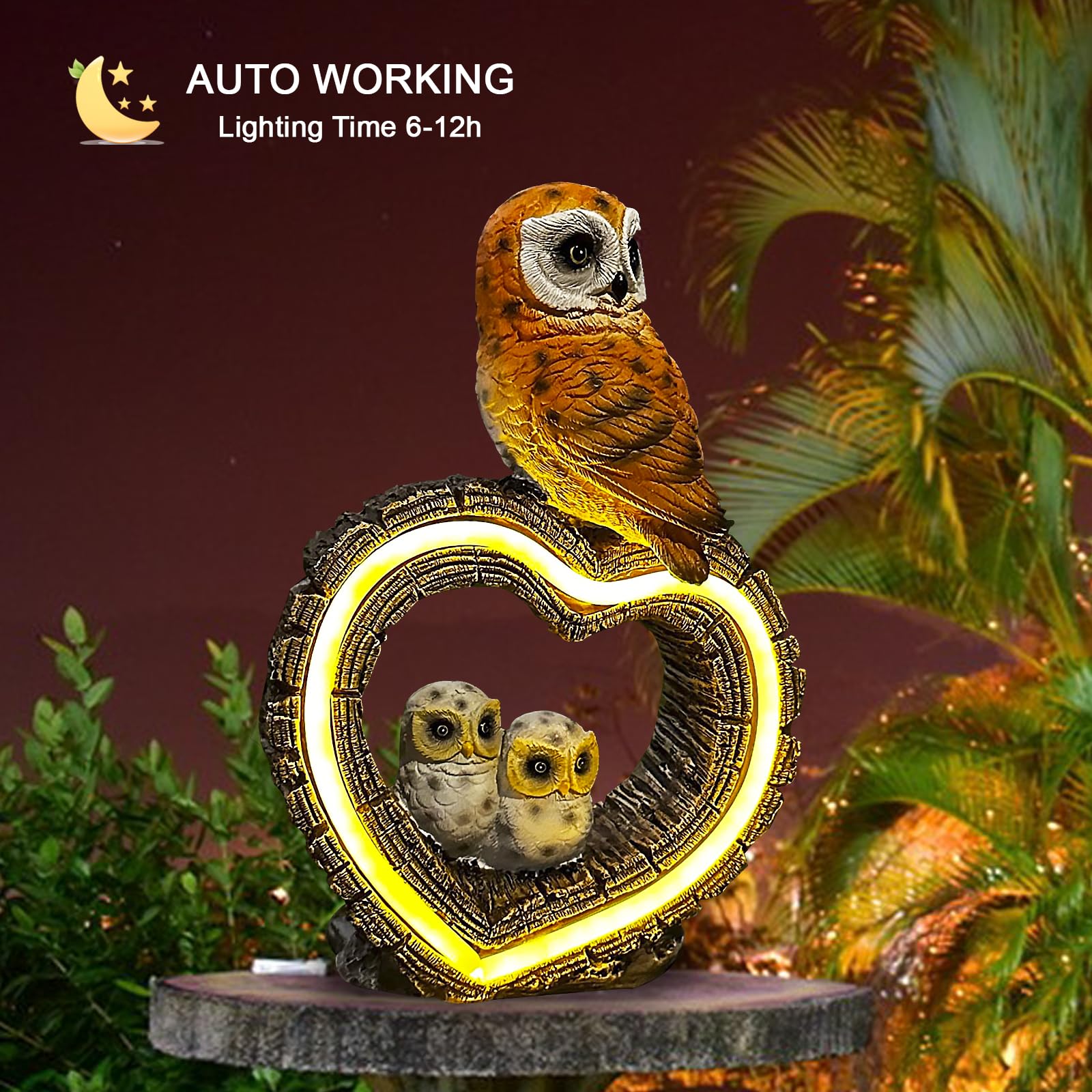 Amazon.co.jp: ソーラーガーデン像、かわいいフクロウの屋外の置物