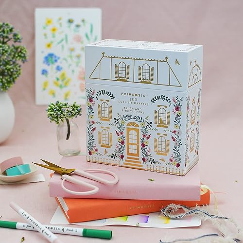 Miniatura 6 de Tonos otoñales 100 marcadores de doble punta + diario de cuadrícula de puntos de melocotón de colibrí