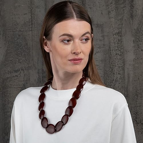 Zavana Lange halsketting voor dames, handgemaakt, bohemian-stijl, kleurrijke schakels van kunsthars, bohemian stijl, voor dames, modesieraden, hars, Hars