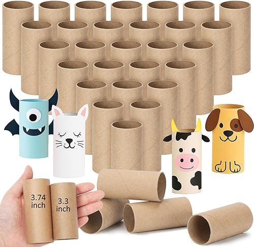 Henoyso Paquete de 50 tubos de cartón para manualidades de 1.5 x 3.4 pulgadas, rollos de papel higiénico vacíos para manualidades, tubos redondos de