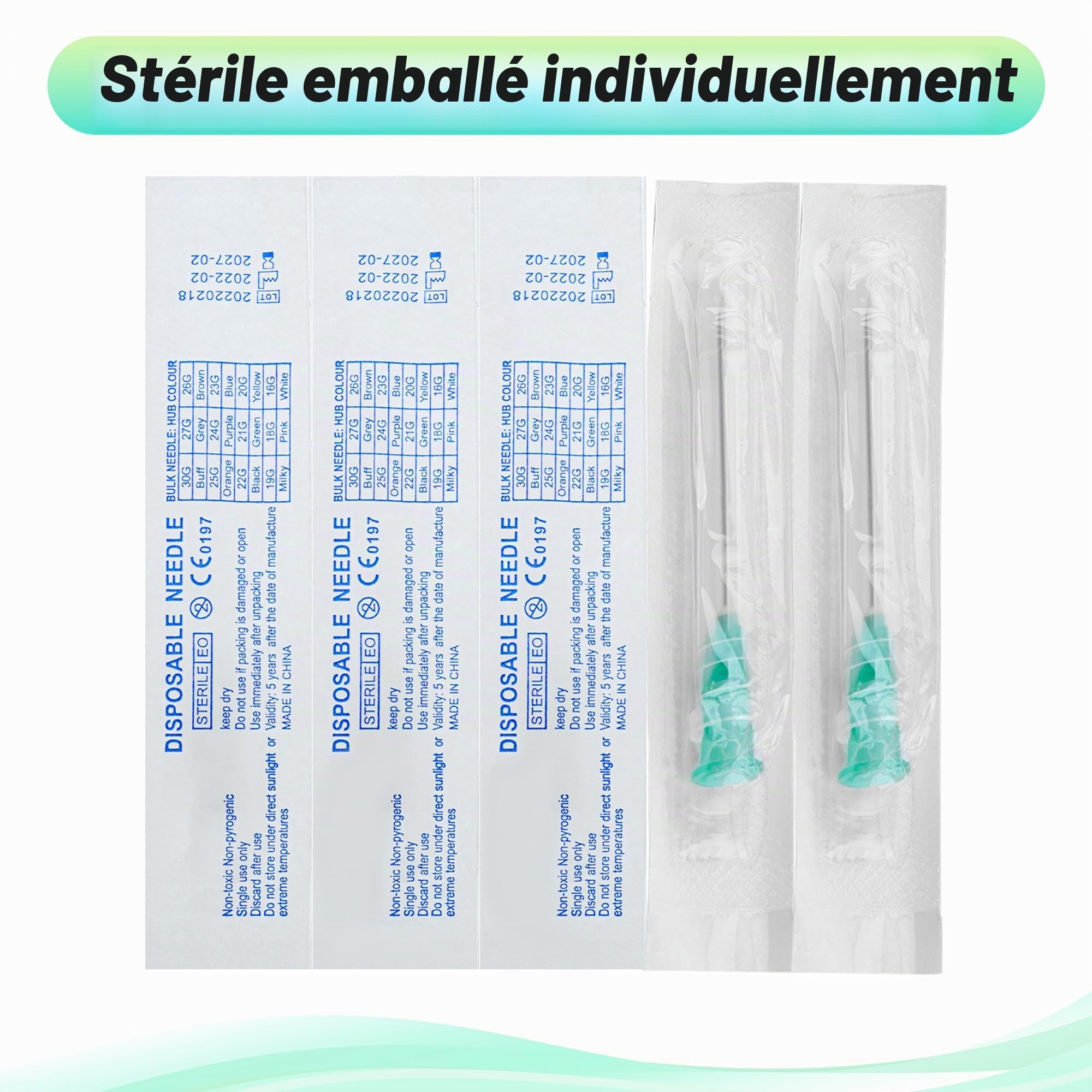 Lot de 100 accessoires de tuyaux en acier inoxydable pour laboratoires scientifiques, mesure et recharge, 21 g et 38 mm, emballés individuellement