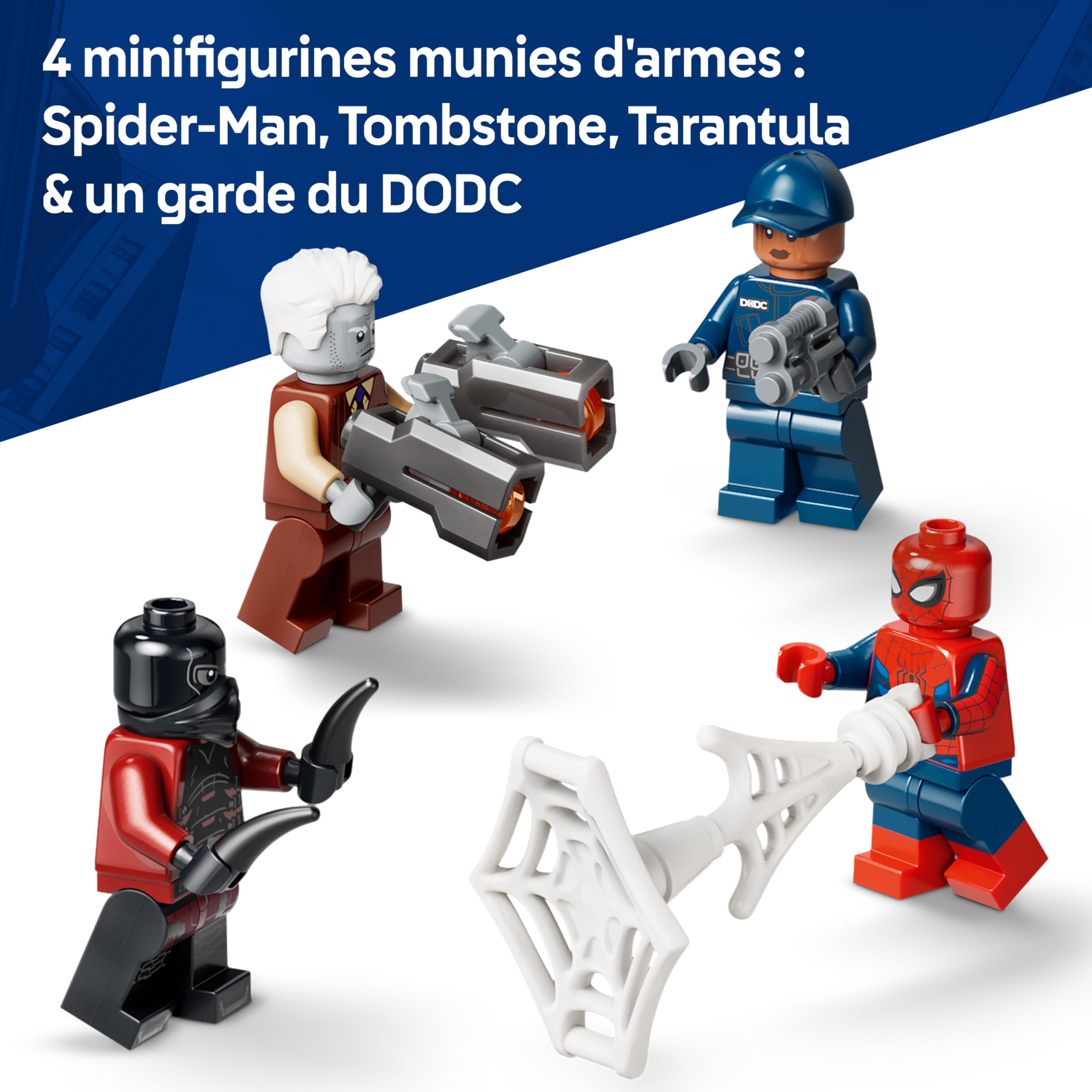 LEGO ǀ Marvel La Poursuite en Prison Mobile de Spider-Man - Jouet Super-Héros avec Voiture Blindée & 4 Minifigurines Dont Tombstone & Tarantula - Cadeau pour Garçon dès 8 Ans ou Fan du Film 76349