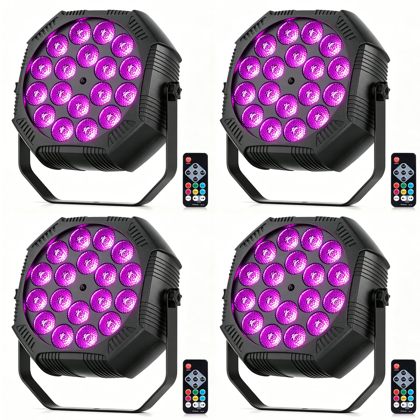4PCS Akku Mini-LED-Par-Scheinwerfer mit Fernbedienung, kabellos wiederaufladbar 18 LED RGB-Bühnenlicht Akkulaufzeit 4–6 h soundaktiviert Discolicht für party DJ Hochzeiten Weihnachten