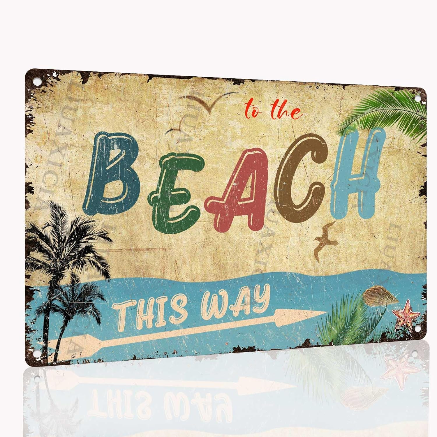 Amazon.com: Beach Tin Sign Star Arrow Tree Leaf Plant Nature Ocean ...