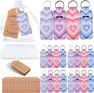 30 Sets Wedding Favors for Love Lipstick Storage Keychain with Thank You Cards Organza Bags Bridal Shower Party Gifts Newlyweds Wedding Souvenirs for Pocket Lip Balm Holder (20 set)