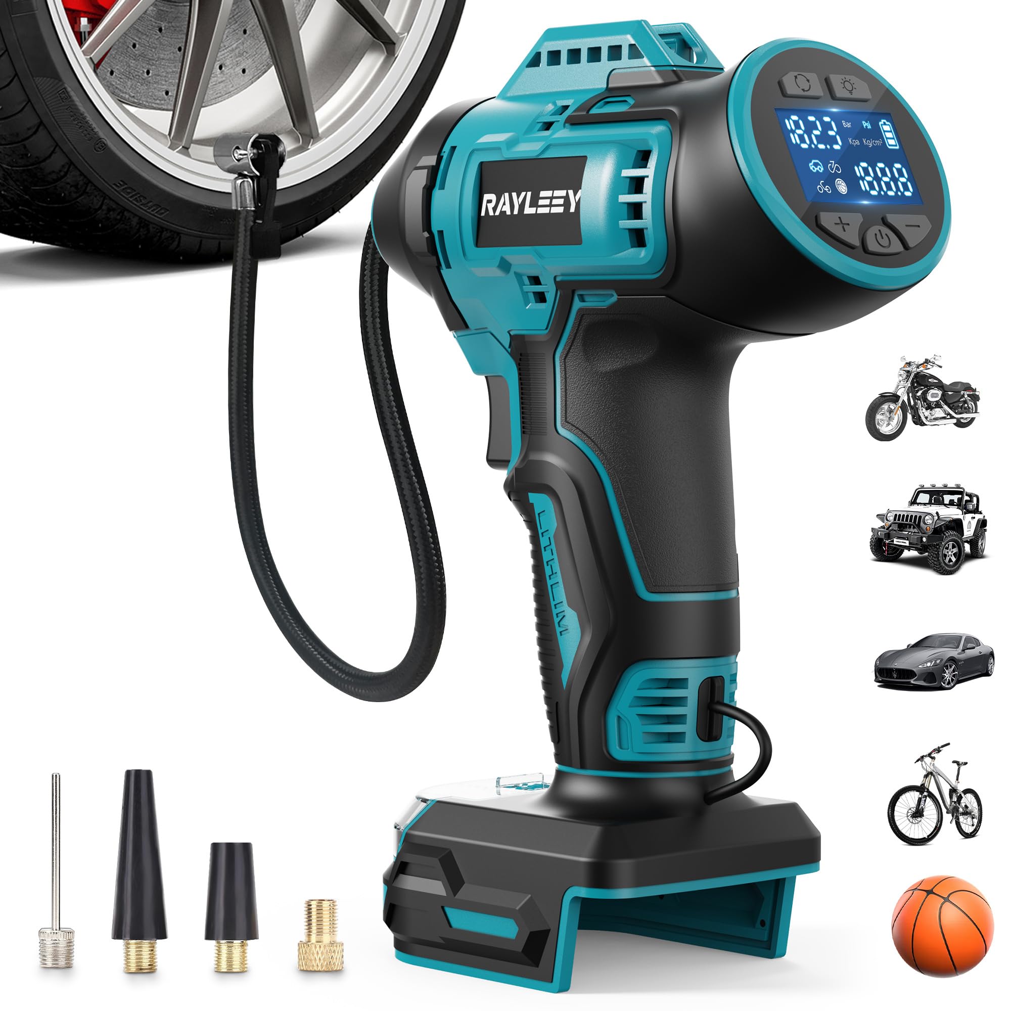 Akku Kompressor für Makita LXT-18V-Akku, 11 Bar/160PSI Luftkompressor Akku mit Automatische Abschaltung, Elektrische Luftpumpe für Auto, Motorrad, Fahrrad, Bälle (ohne Akku)