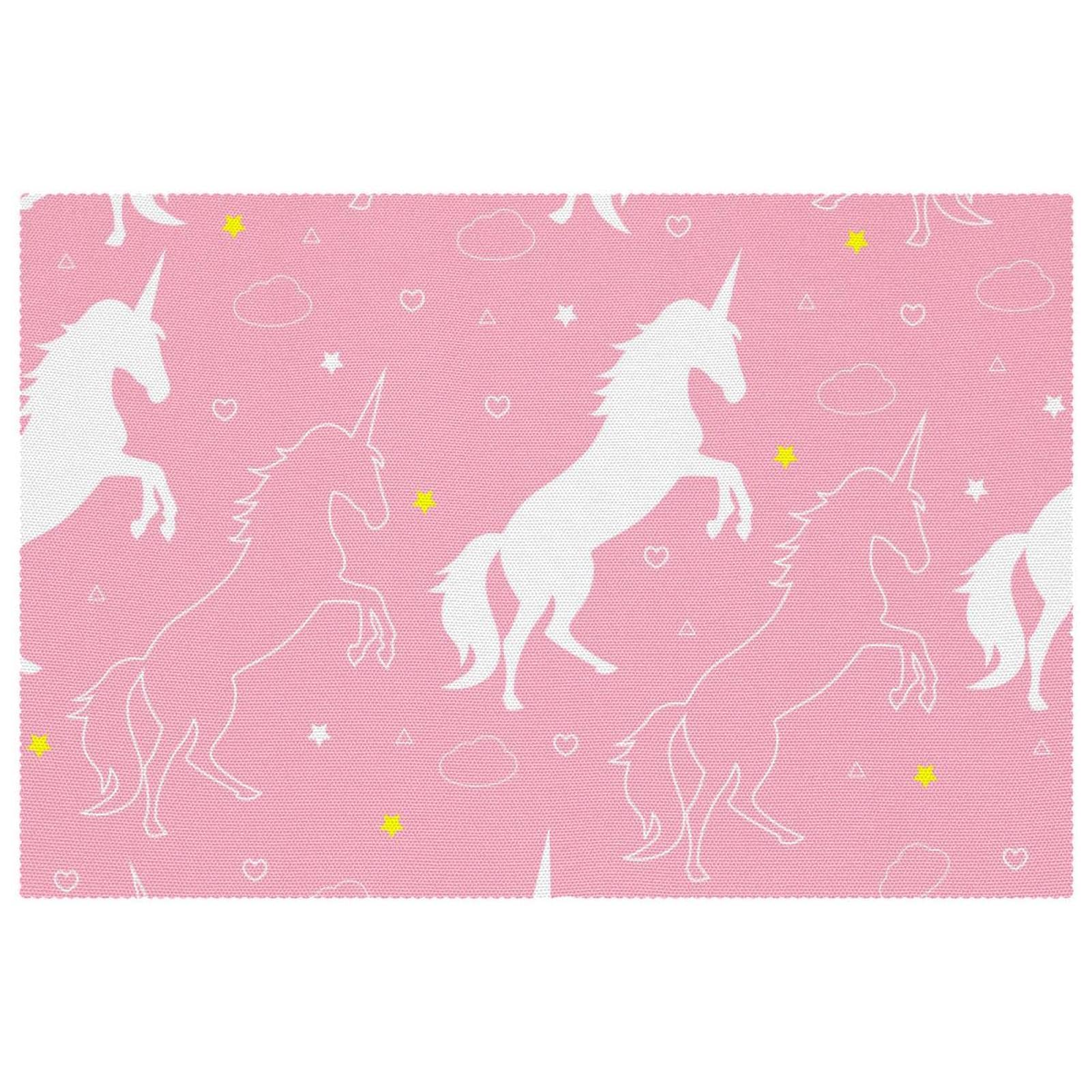 Sets de table pour repas enfant licorne rose et étoiles jaunes