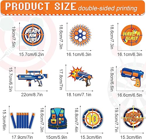 Miniatura 2 de 10 piezas dardos guerra decoraciones Nerf dart guerra arma partido nido de abeja centros de mesa de fiesta de cumpleaños Toppers doble RZ0037 0