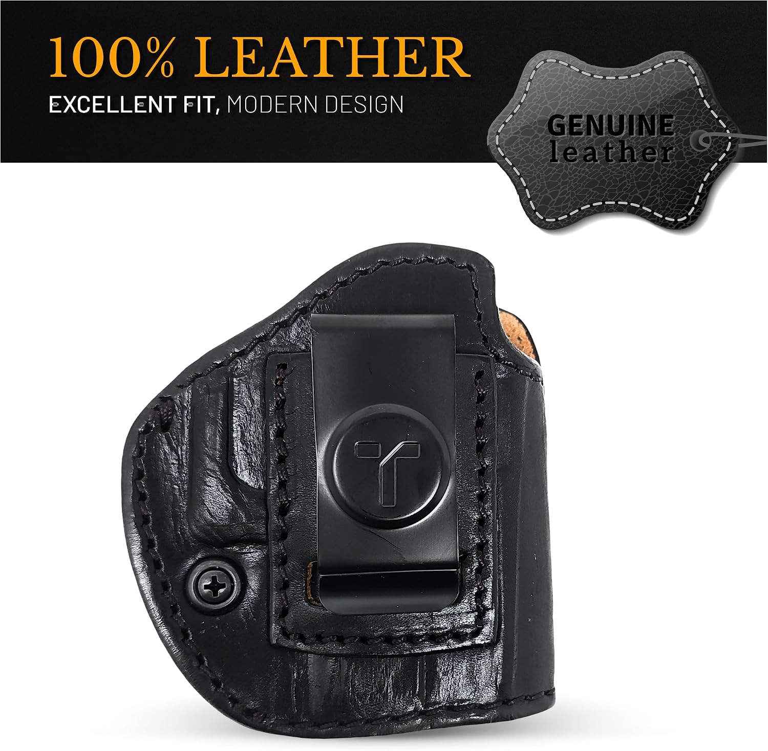 4 in 1 Multi Position IWB/OWB Leather Holster Optic Ready. Fits for Glock 43-43X 48, Ruger Max 9 mm Similar Frames. Concealed Urban Carry Gun Leather Holster for Pistols