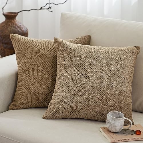 Amor Virisso Pillow Covers 20x20, Throw Pillow Covers for Couch Set of 2, Neutral Pillows Covers Decorative Pillows for Living Room Bed Sofa Throw Pillow Covers Cushion Case, Khaki