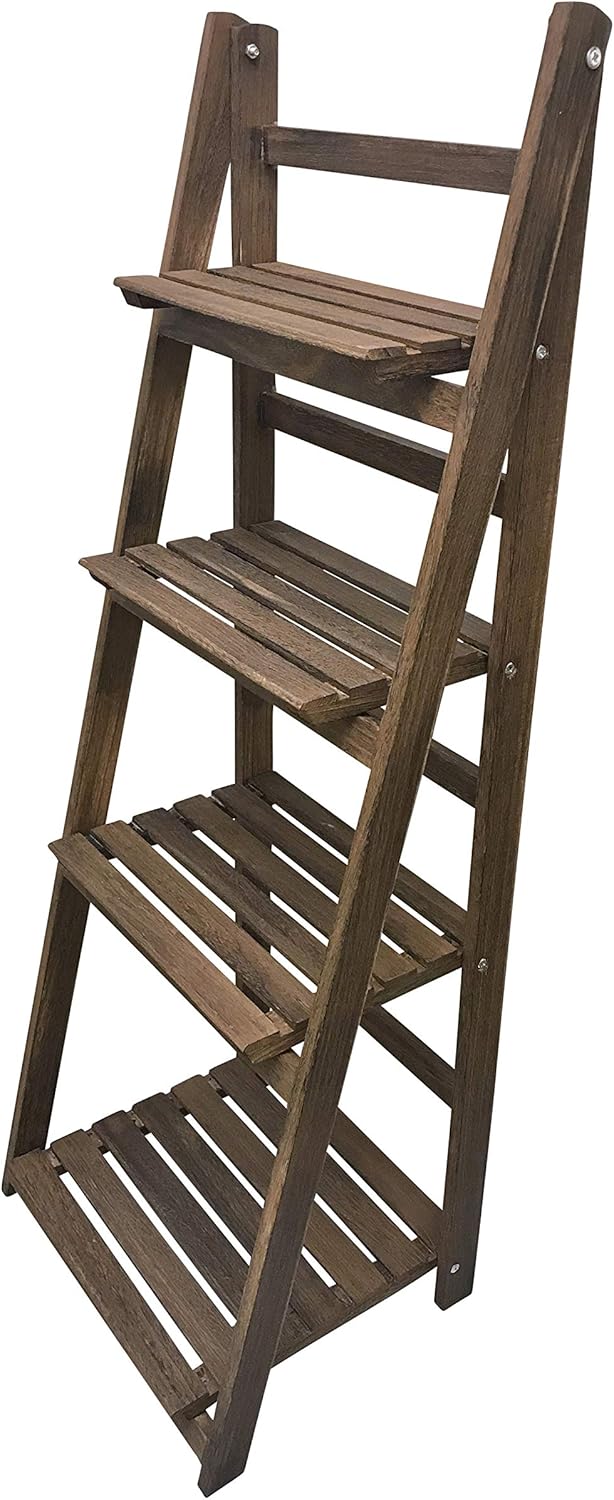 EAZYGOODS 4 Tier Ladder Shelf Display Unit Folding Book Stand Shelves