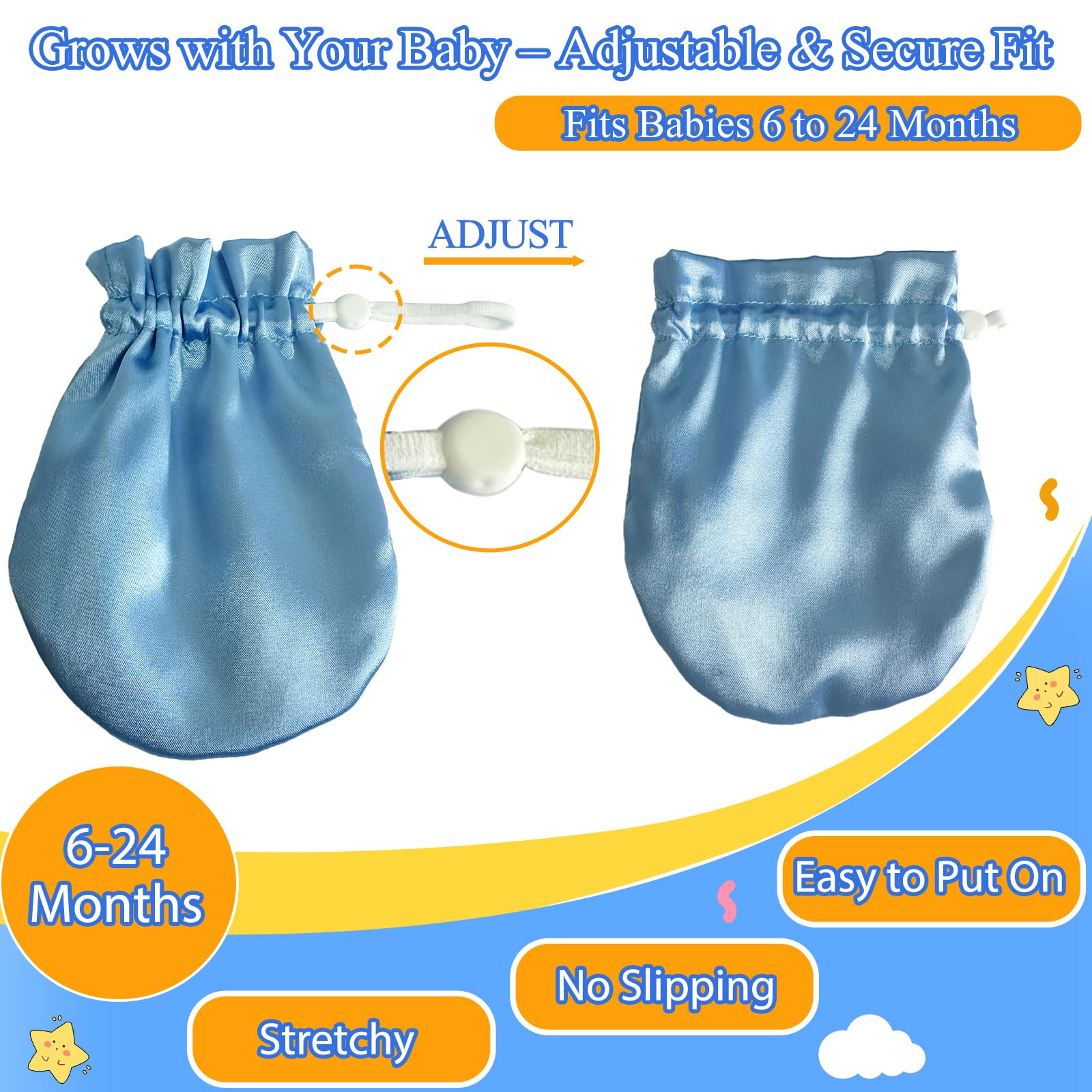 1 paire de gants anti-eczéma en satin pour bébés et enfants, gants anti-eczéma, anti-rayures, gants réglables pour soulager l'eczéma