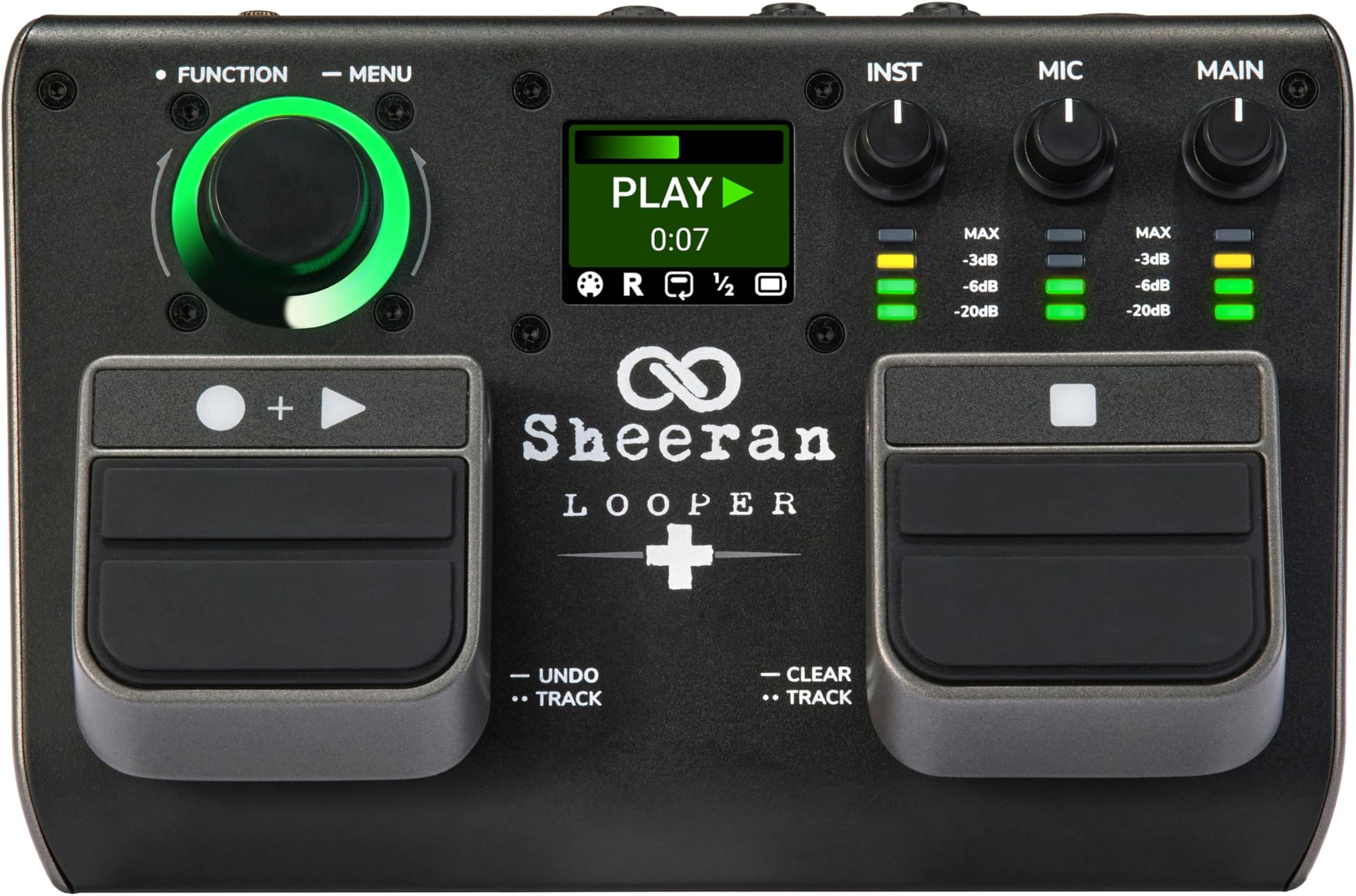 SHEERAN LOOPER + Dual Track Pedal for Guitar, Bass, Keyboard, Vocals and more, with 128 loops storage, 4 Looping Modes, LED Screen and Audio interface