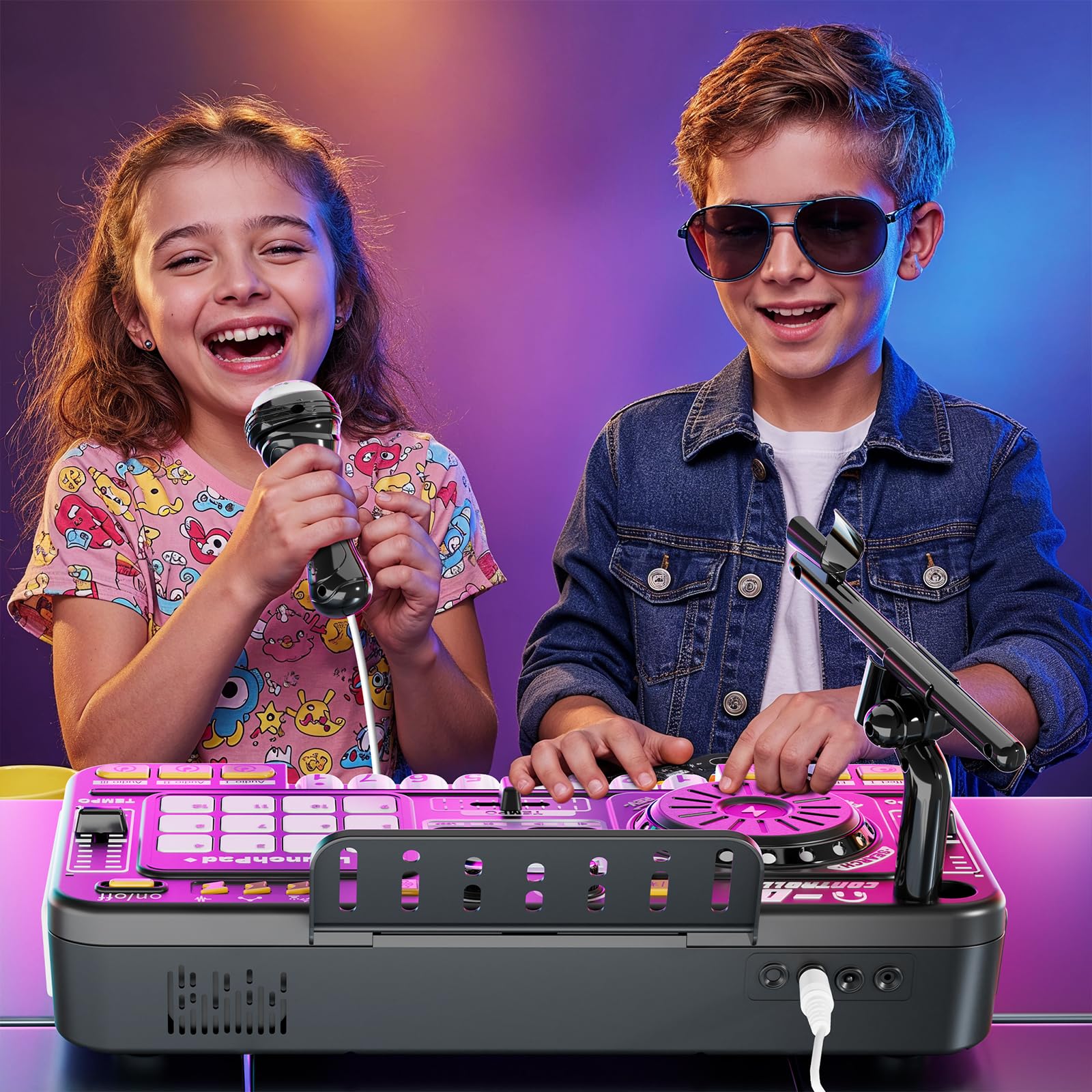 Toddlers DJ Mixer Toys, Electronic Baby Musical DJ Toys with Lights, Songs, Sound Effects, Microphone, Kids Electronic Piano Sets, Chiristmas Birthday Gifts for 3 4 5 6 Years Old Boys Girls