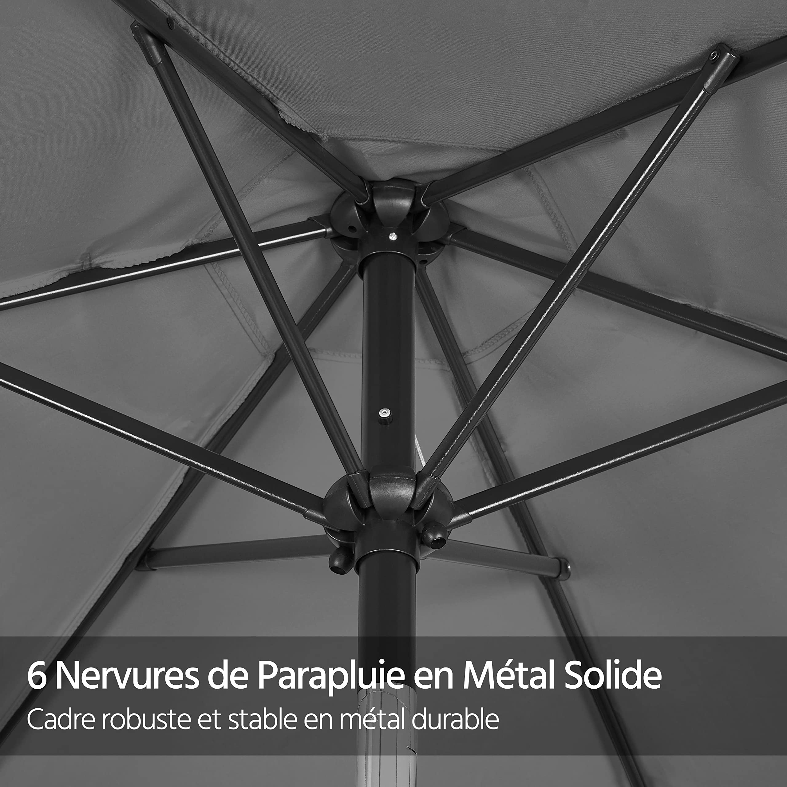 Yaheetech Parasol de Jardin Extérieur Parasol Inclinable 230cm/270cm/327cm avec 6 Baleines Cadre en Métal Protection Solaire pour Jardin Terrasse Patio Piscine Plage Balcon 230 cm Gris