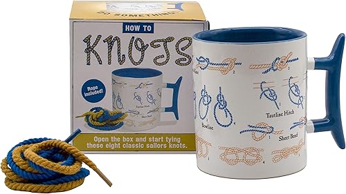 How To: Knots Coffee Mug - Aprende a atar ocho nudos diferentes - Viene en una divertida caja de regalo - por The Unemployed Philosophers Guild