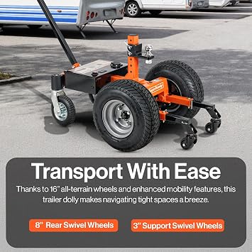 SuperHandy Electric Trailer Dolly 24V 800W Heavy Duty Motor, Adjustable Thumb Throttle, Reverse/Drive Switch (6 Wheel, 7500 lb)