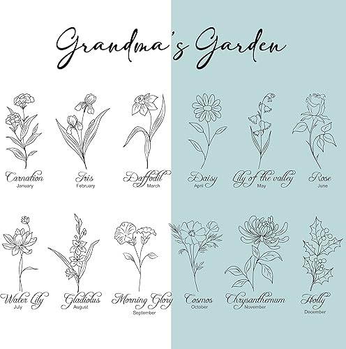 Miniatura 2 de GRANDMA'S GARDEN, Tabla de cortar de nogal personalizada con diseño de flor de nacimiento, regalos para el día de la madre para abuela, regalos