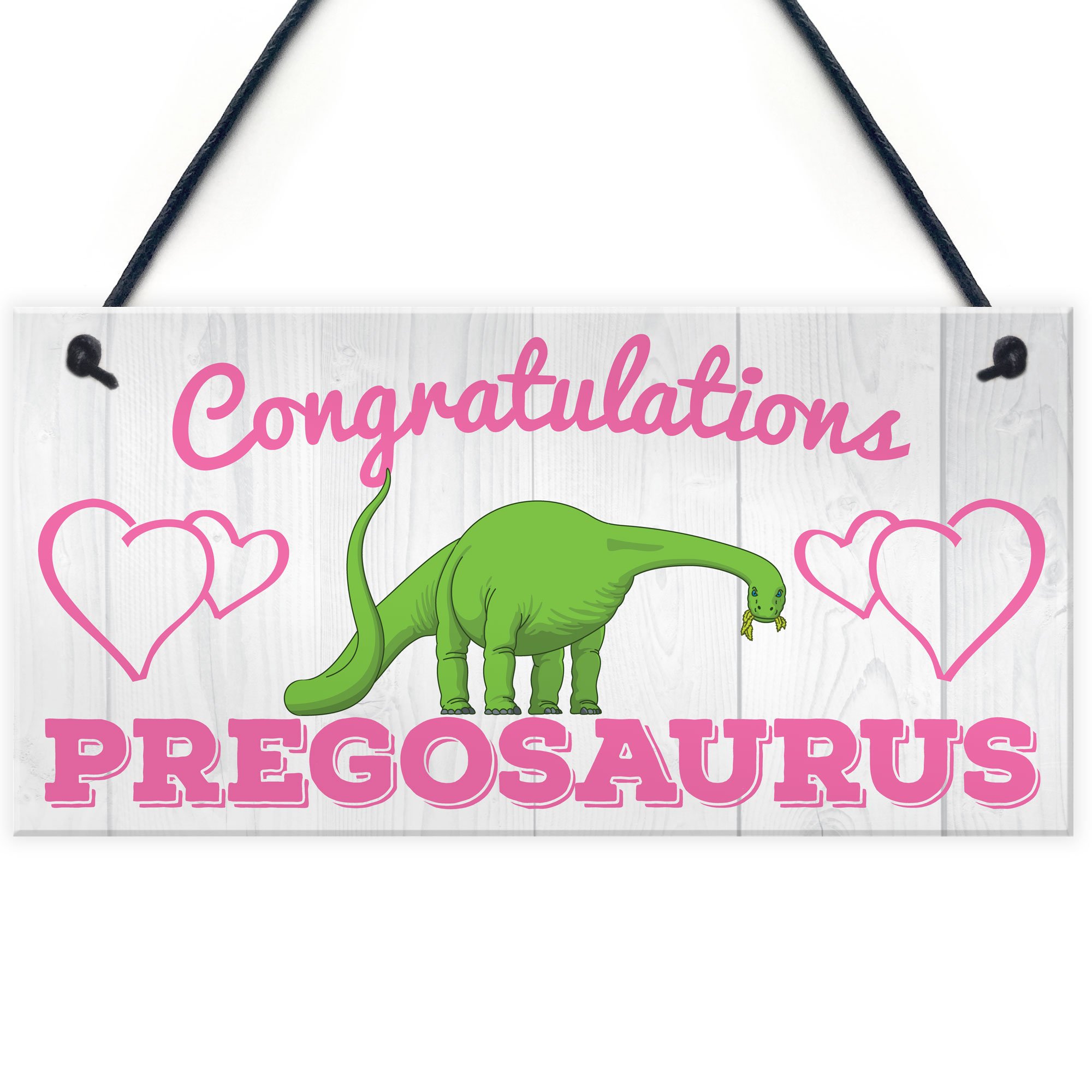 Red Ocean Contragulations Pregosaurus Novelty Hanging Plaque Baby Shower Pregnancy Sign