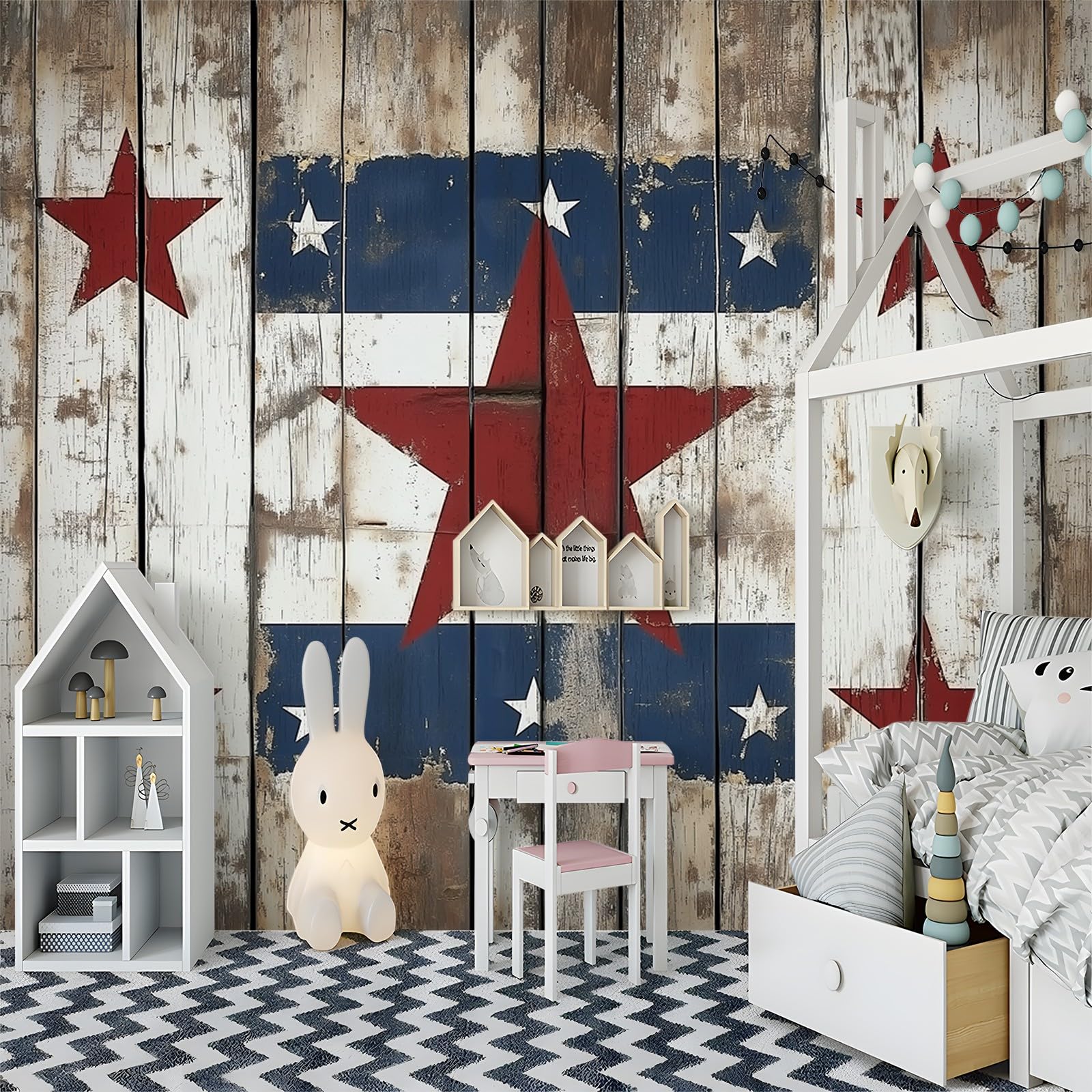 Tapeta z pięcioramienną gwiazdą, tapeta na fizelinie, biała, brązowa, włóknina, nowoczesny design, 400 x 280 cm, do mebli dziecięcych, kuchni, sypialni, salonu, mieszkania