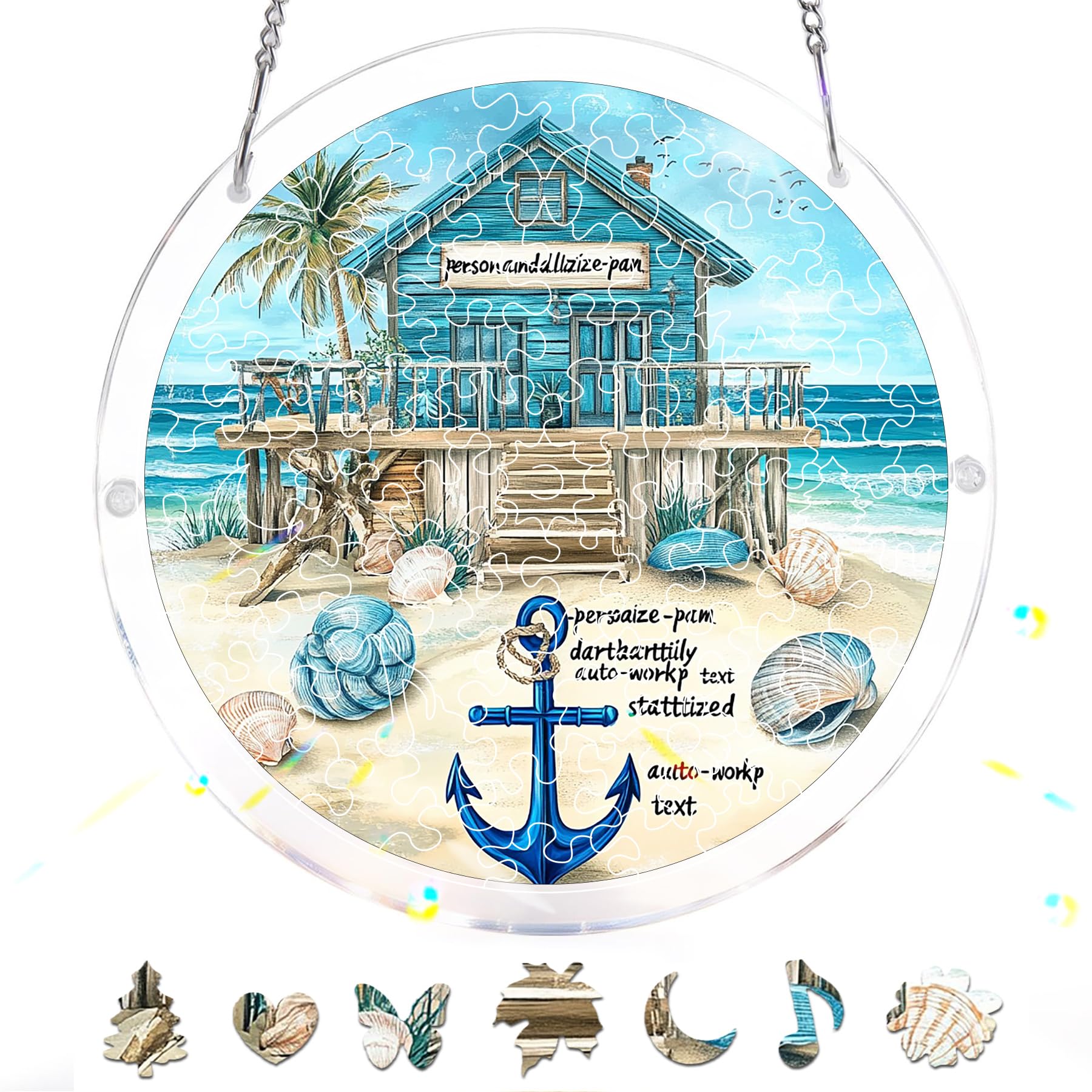 Reofrey Acrylic Puzzle Suncatcher for Adults, 83 Piece Stained Glass DIY Jigsaw Puzzle, Double-Sided Acrylic Window Hanging Decor with Chain, Gift for Mom, Home Garden Decoration, 18cm A025