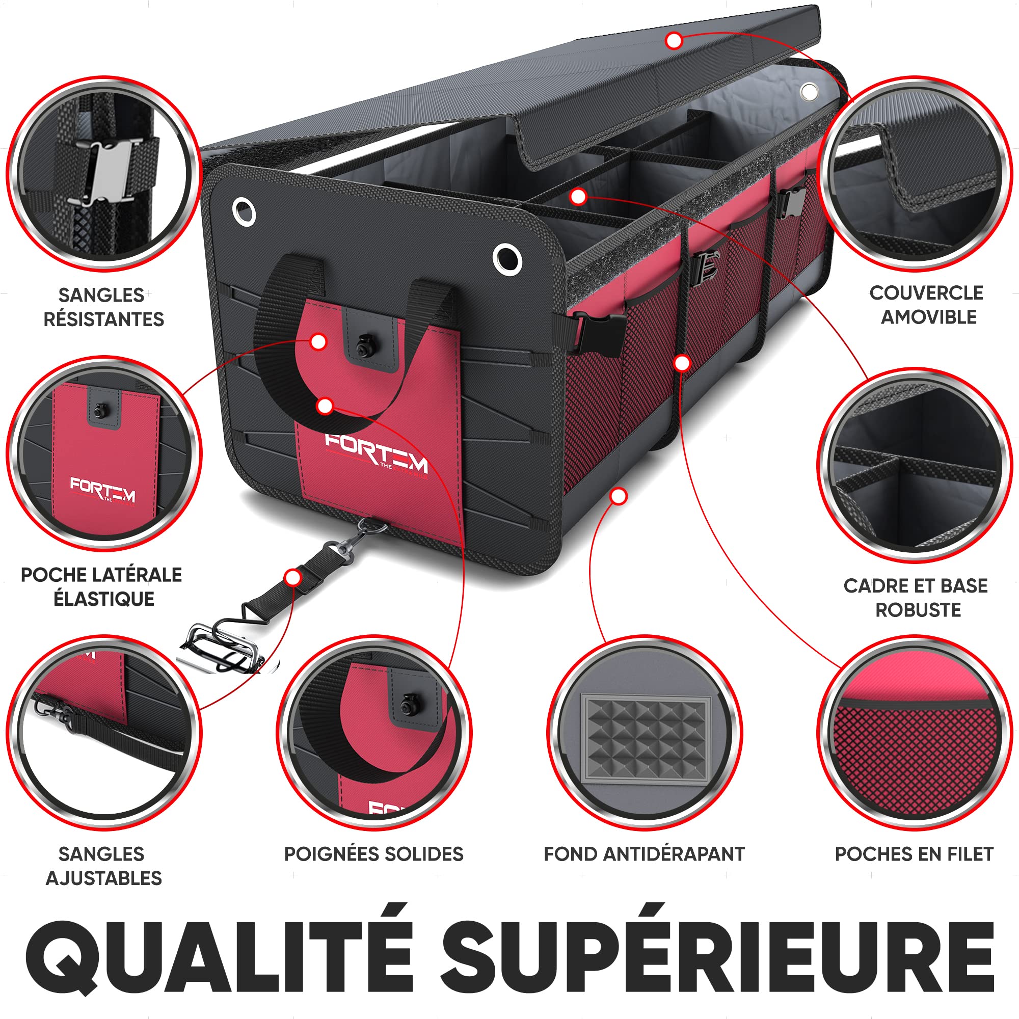 UHETLET Organiseur De Cofe De Voiture Pliable Avec Couvercle