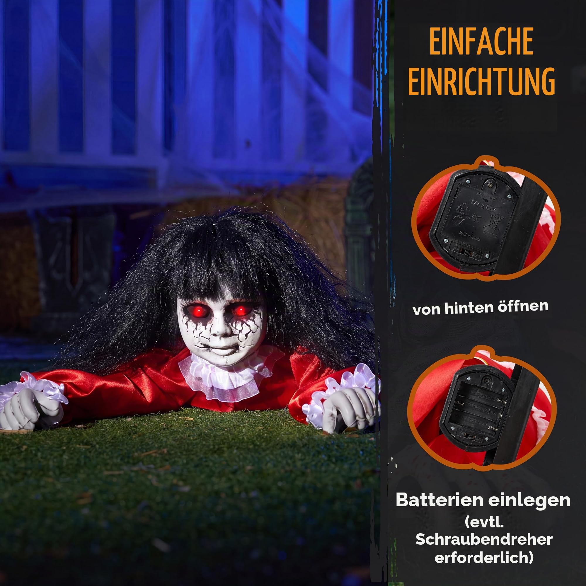 JOYIN Halloween Animatronics Dekorationen Outdoor Groundbreaker Krabbelpuppe Gruselige Halloween Friedhof Dekoration Außendekor Gruselige Spukhaus Requisite Sound aktiviert mit Geräuschen und Lichtern