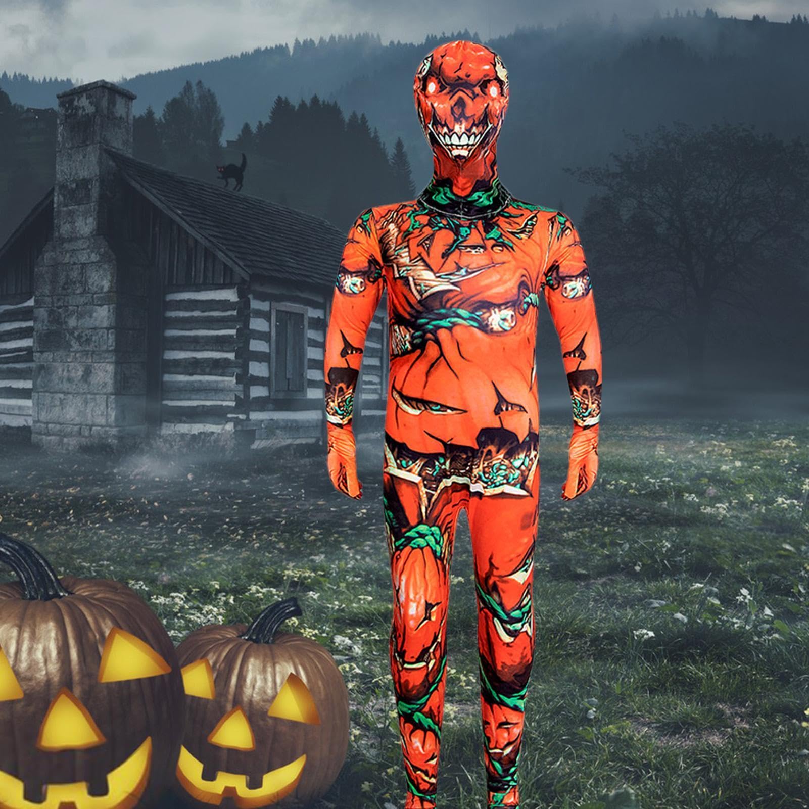Dziecięcy kostium dyni straszny kostium dyni jednoczęściowy | Kostium na Halloween dla dzieci na karnawał, występy sceniczne, występy pokazowe, imprezy szkolne, wydarzenia teatralne