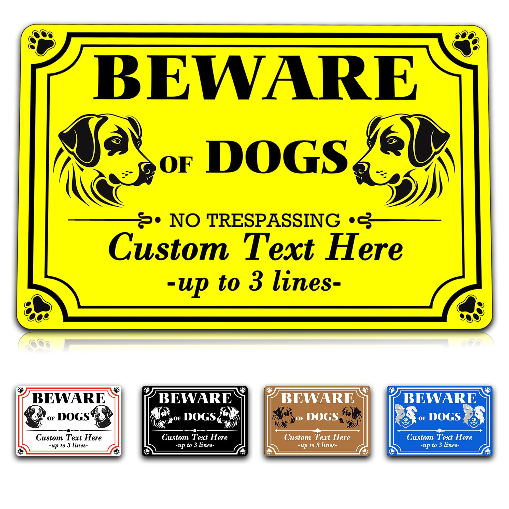 YIPTOUR Personalized Beware of Dog Sign Funny, 12x8 Inches Custom Dog Warning Sign Outdoor, .040 Heavy-duty Aluminum(Gate Sign style)