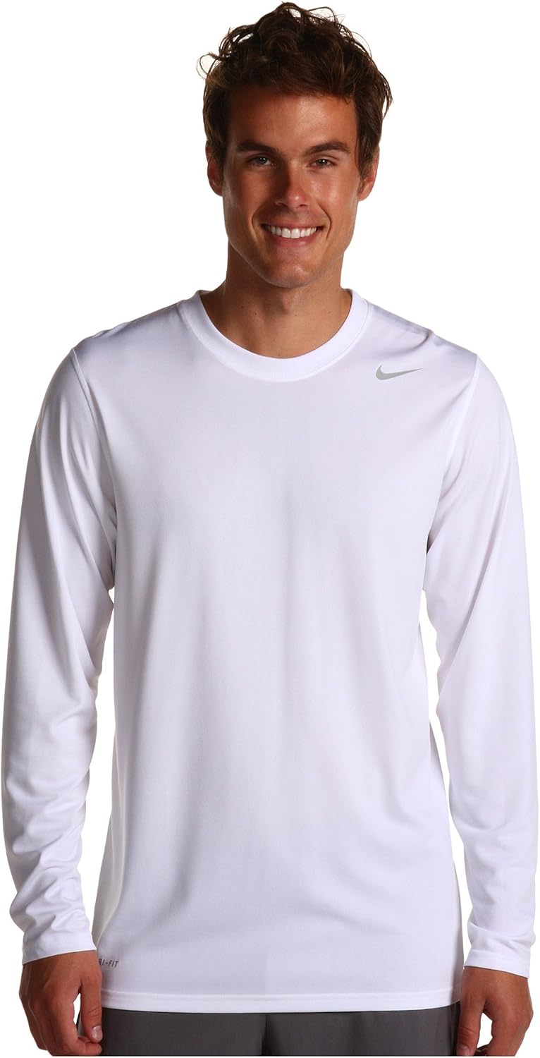Nike Legend Poly Long Sleeve Top - Small - White/Carbon Heather
