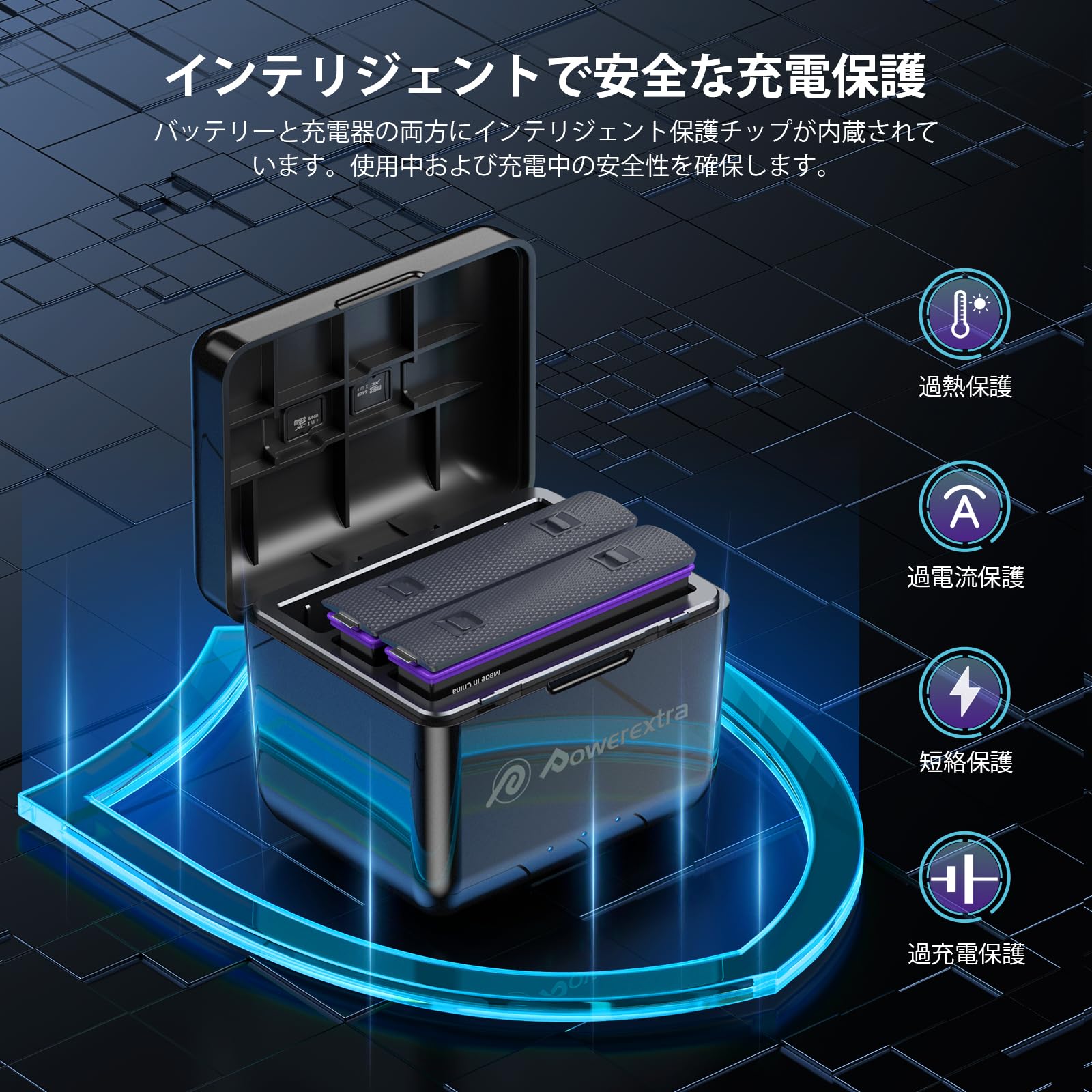 Powerextra Inst a 360 X4 アクションカメラ用バッテリー2個 2500mAh