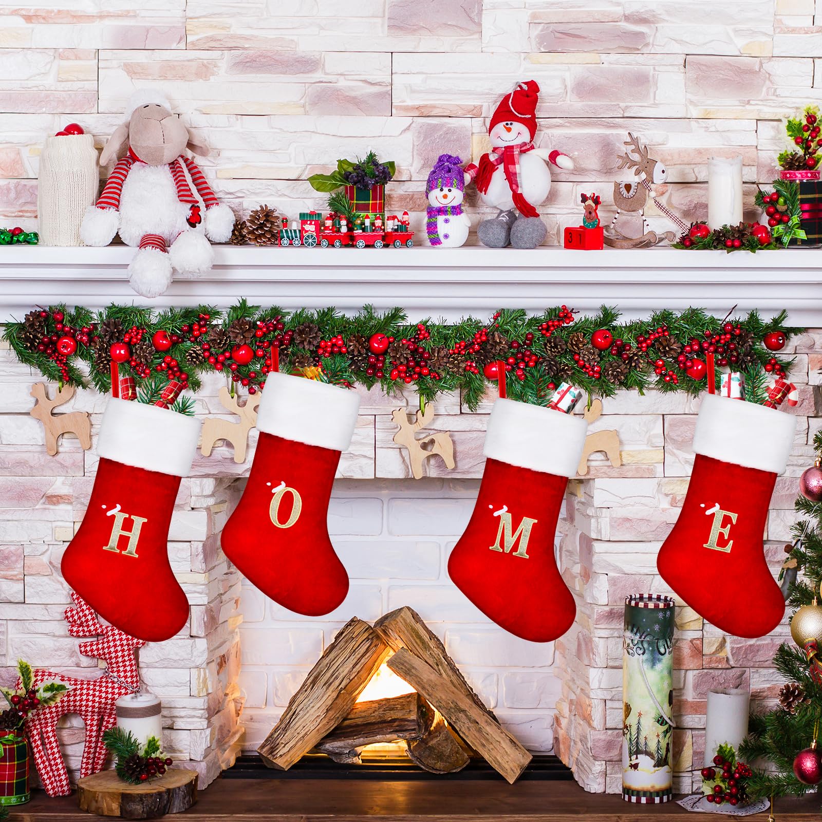 Calze Di Natale Personalizzate Con Monogramma - Ideali Per Camino E Decorazioni Festive - Taglia Grande - Foto 3