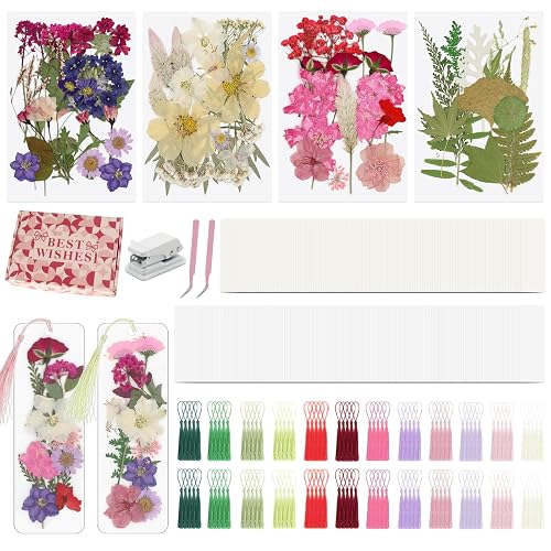 438 Pcs Dried Flower Bookmark Making Kit, DIY Craft Gift