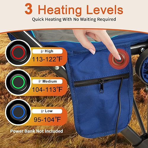 Miniatura 4 de Romswi Sillas de campamento térmicas de gran tamaño, paquete de 2 con reposabrazos duro, soporta 500 libras, sillas plegables con bolsillos