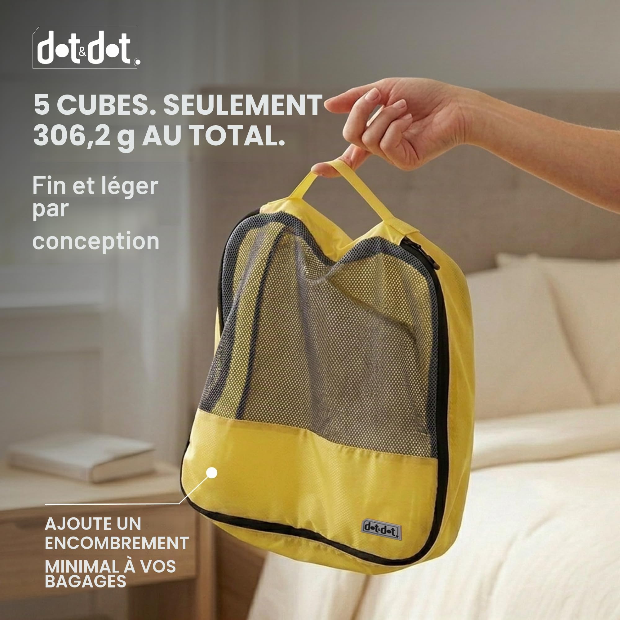 Grands cubes d'emballage pour voyage – 5 cubes d'emballage pour valises – sacs de rangement légers pour bagages